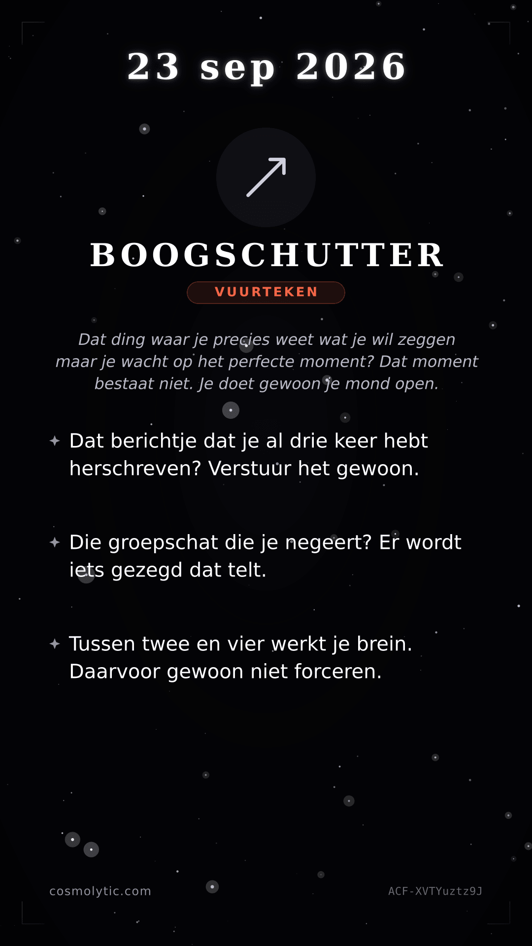 Boogschutter daghoroscoop kaart voor 23 september 2026