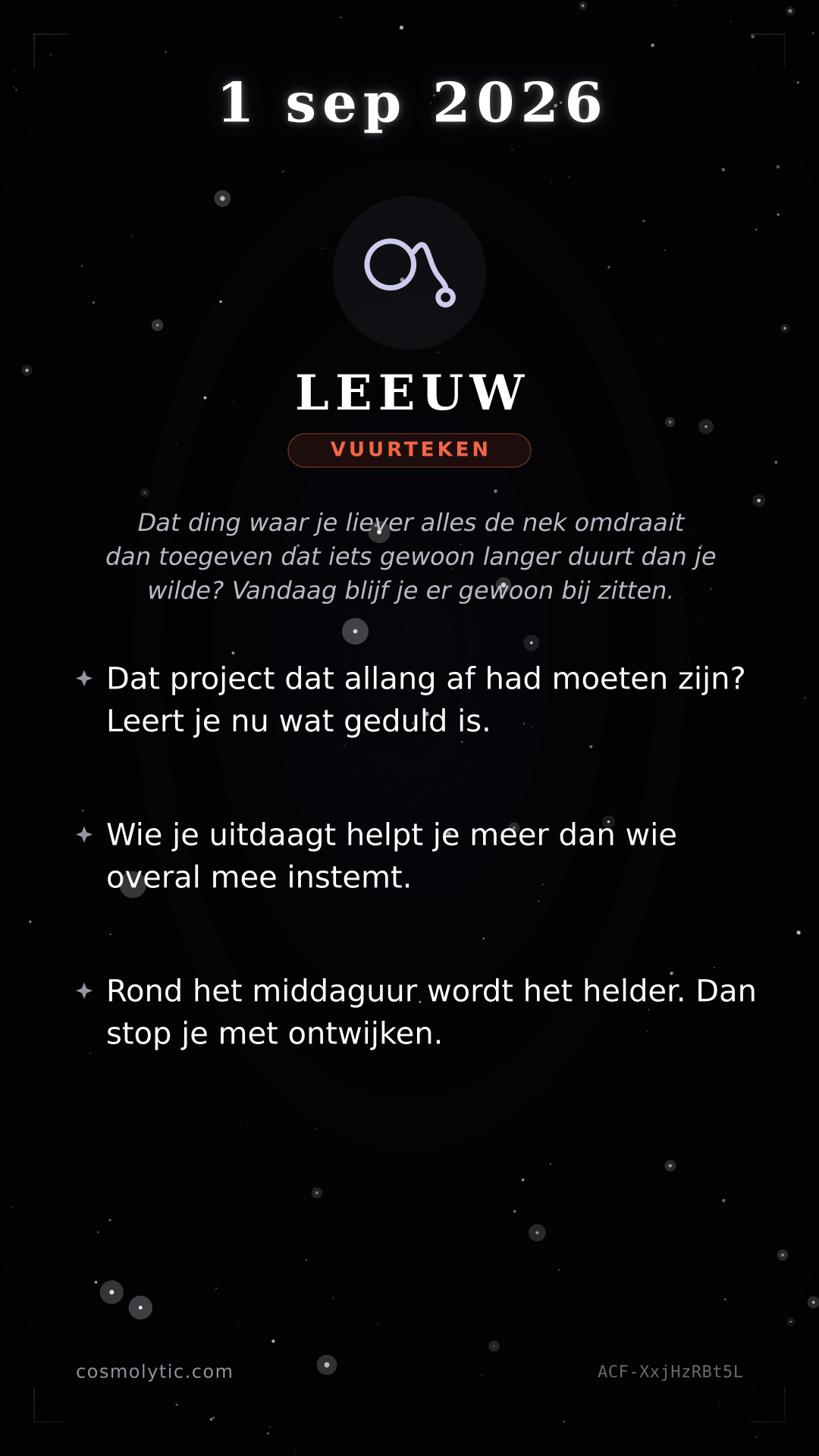 Leeuw daghoroscoop kaart voor 1 september 2026