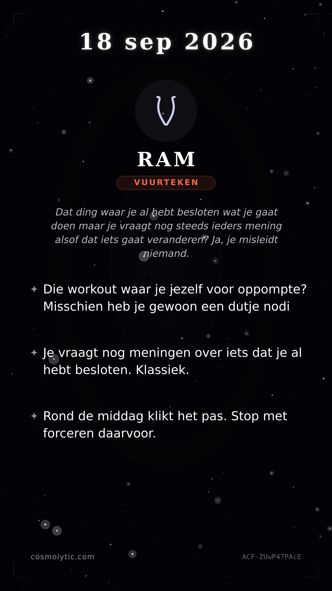 Ram daghoroscoop kaart voor Vandaag