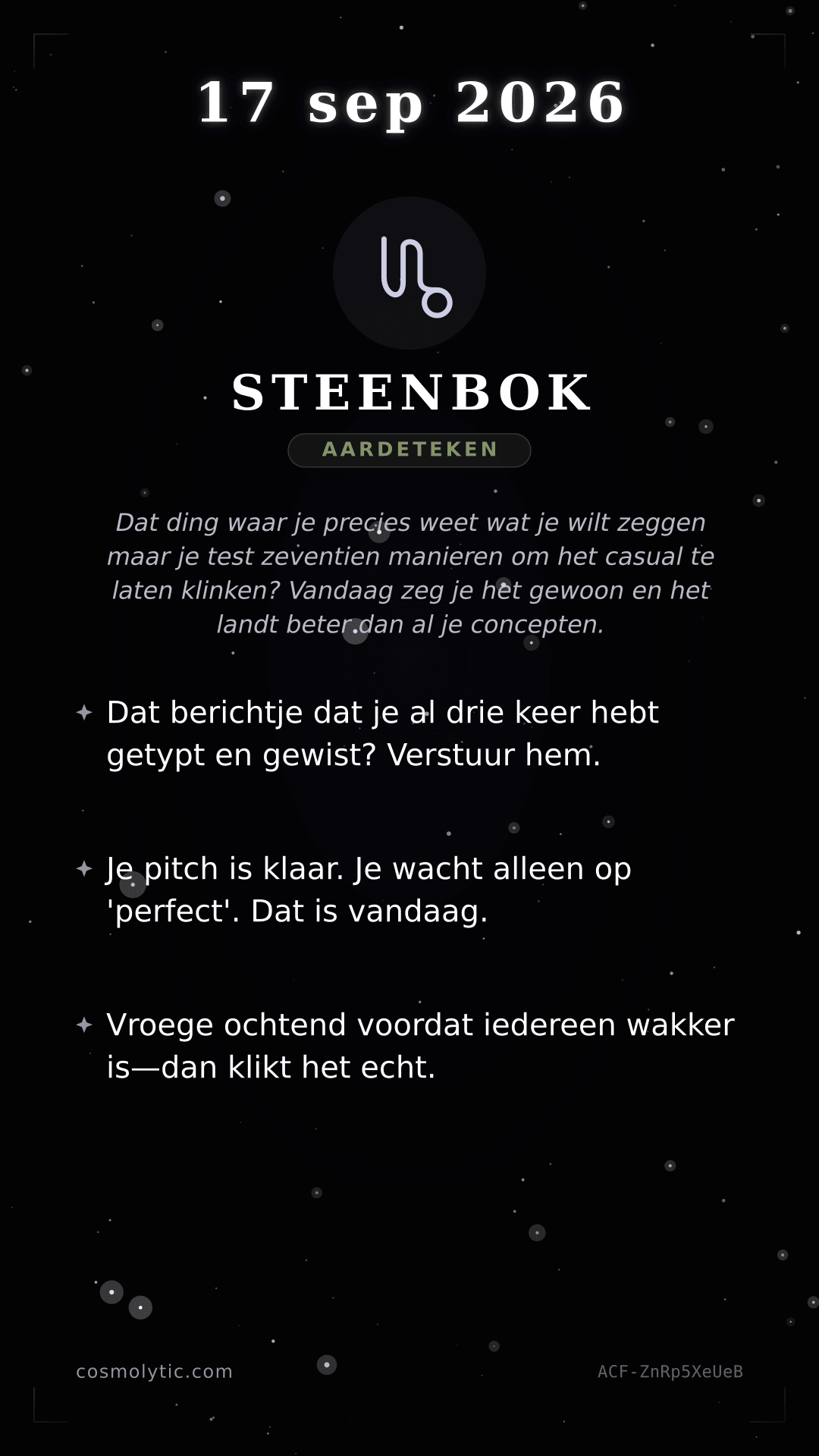 Steenbok daghoroscoop kaart voor 17 september 2026