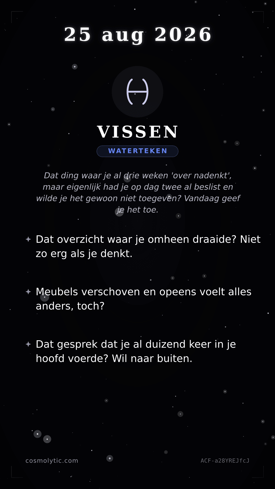 Vissen daghoroscoop kaart voor 25 augustus 2026