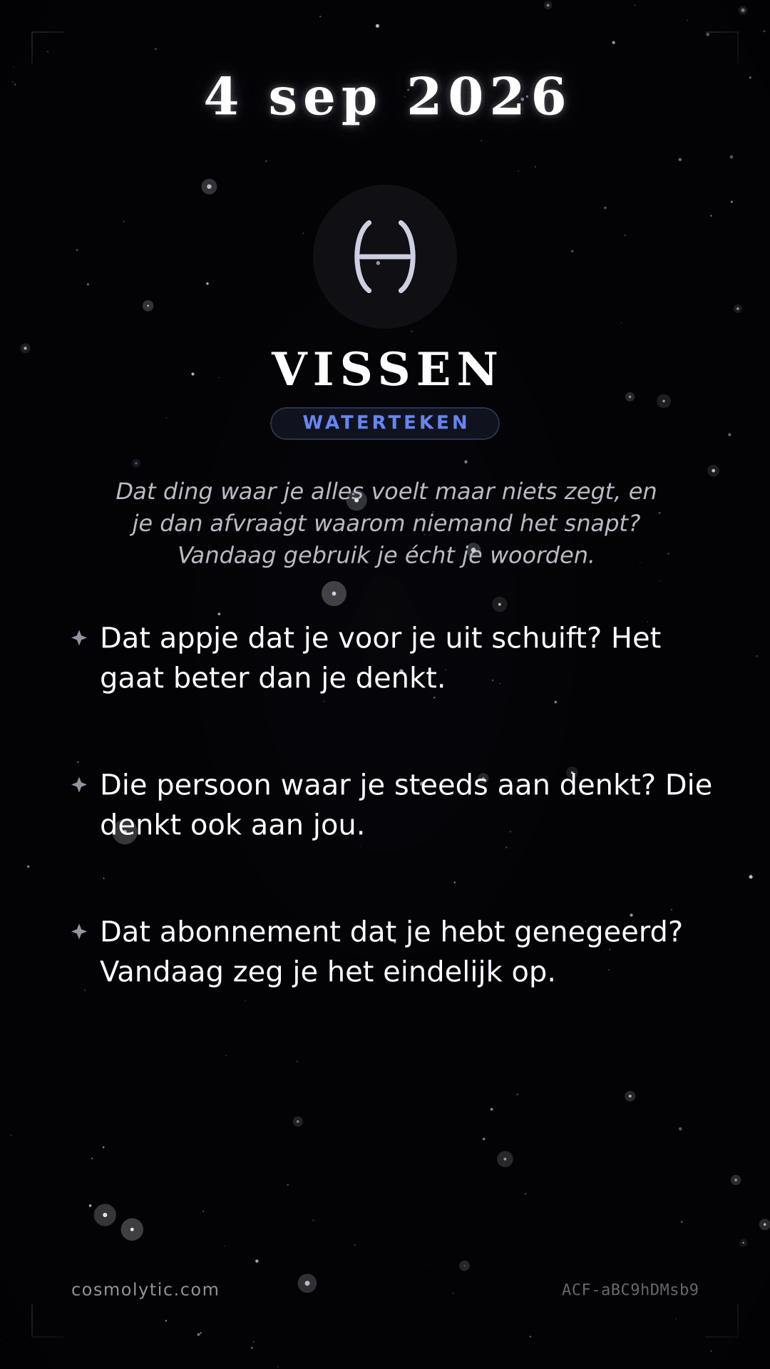 Vissen daghoroscoop kaart voor 4 september 2026