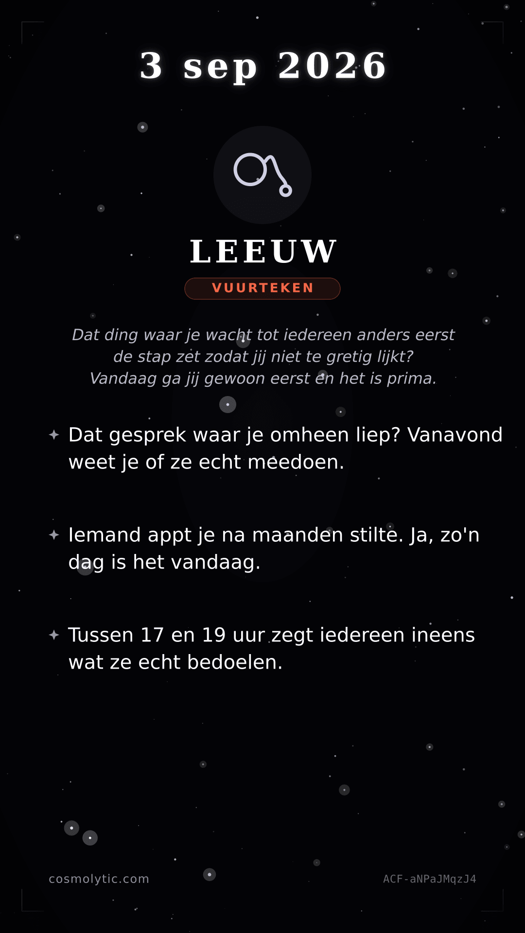 Leeuw daghoroscoop kaart voor 3 september 2026