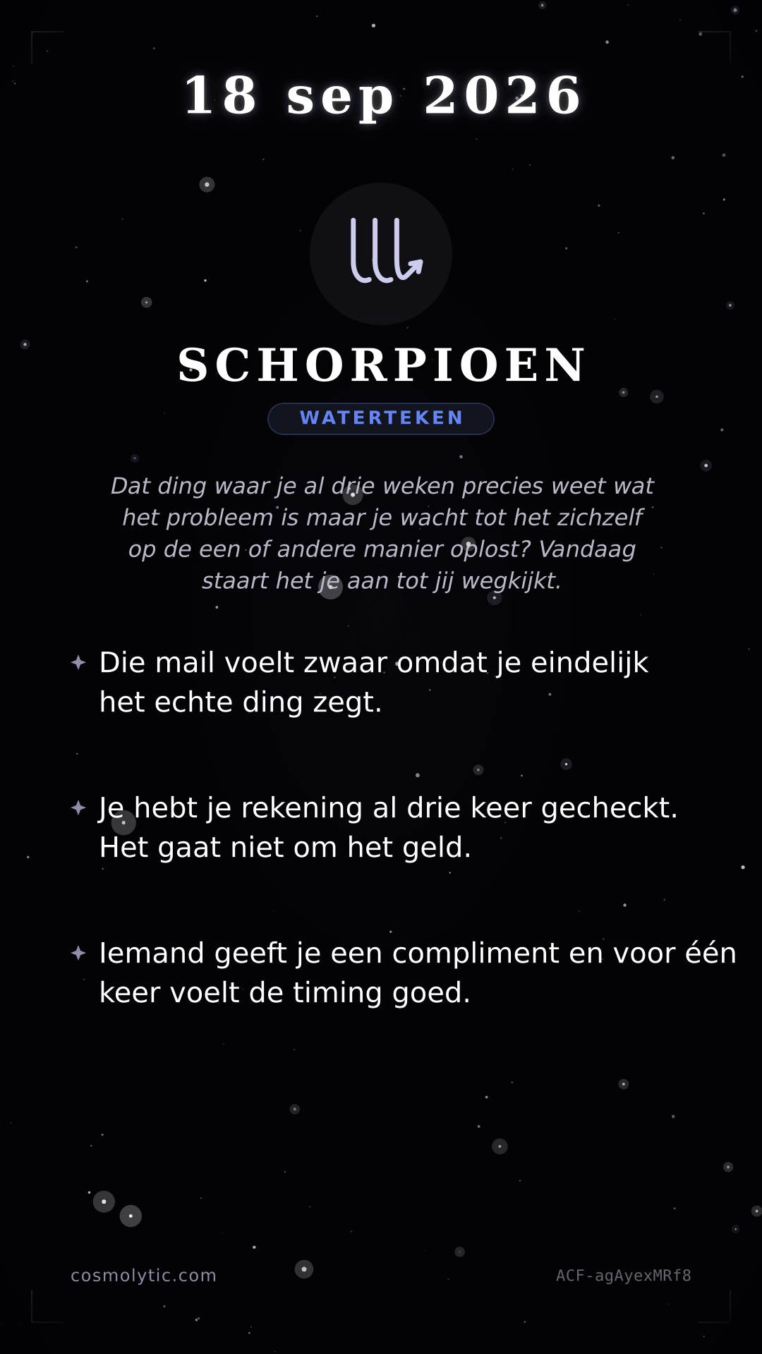 Schorpioen daghoroscoop kaart voor Vandaag
