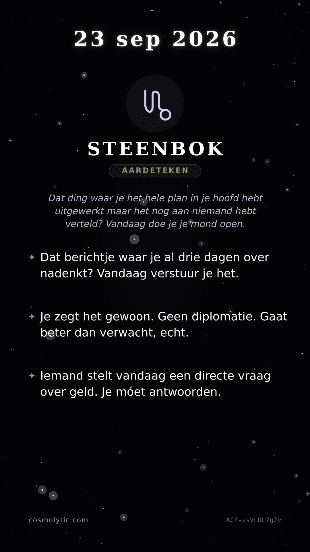 Steenbok daghoroscoop kaart voor 23 september 2026