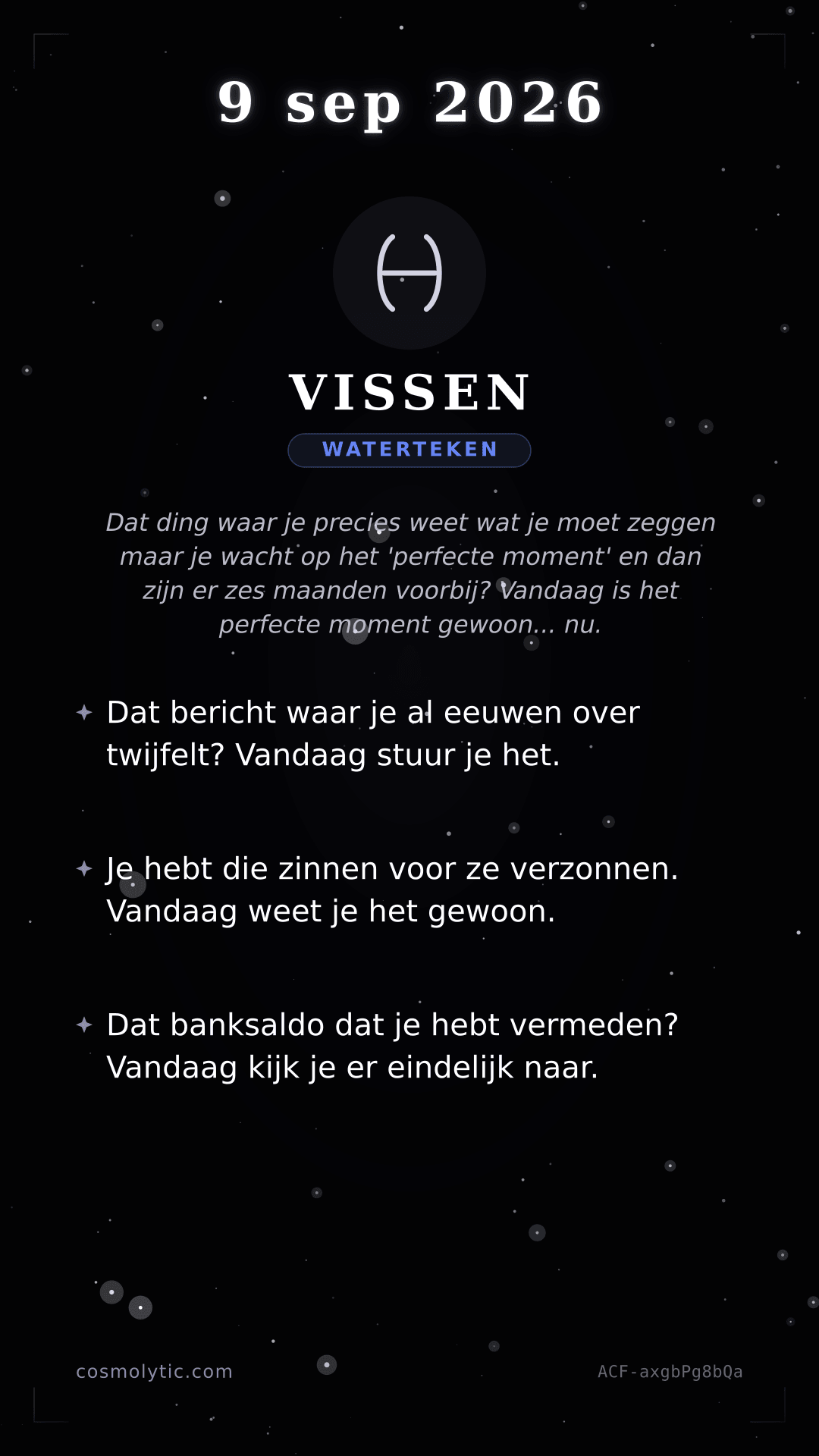 Vissen daghoroscoop kaart voor 9 september 2026