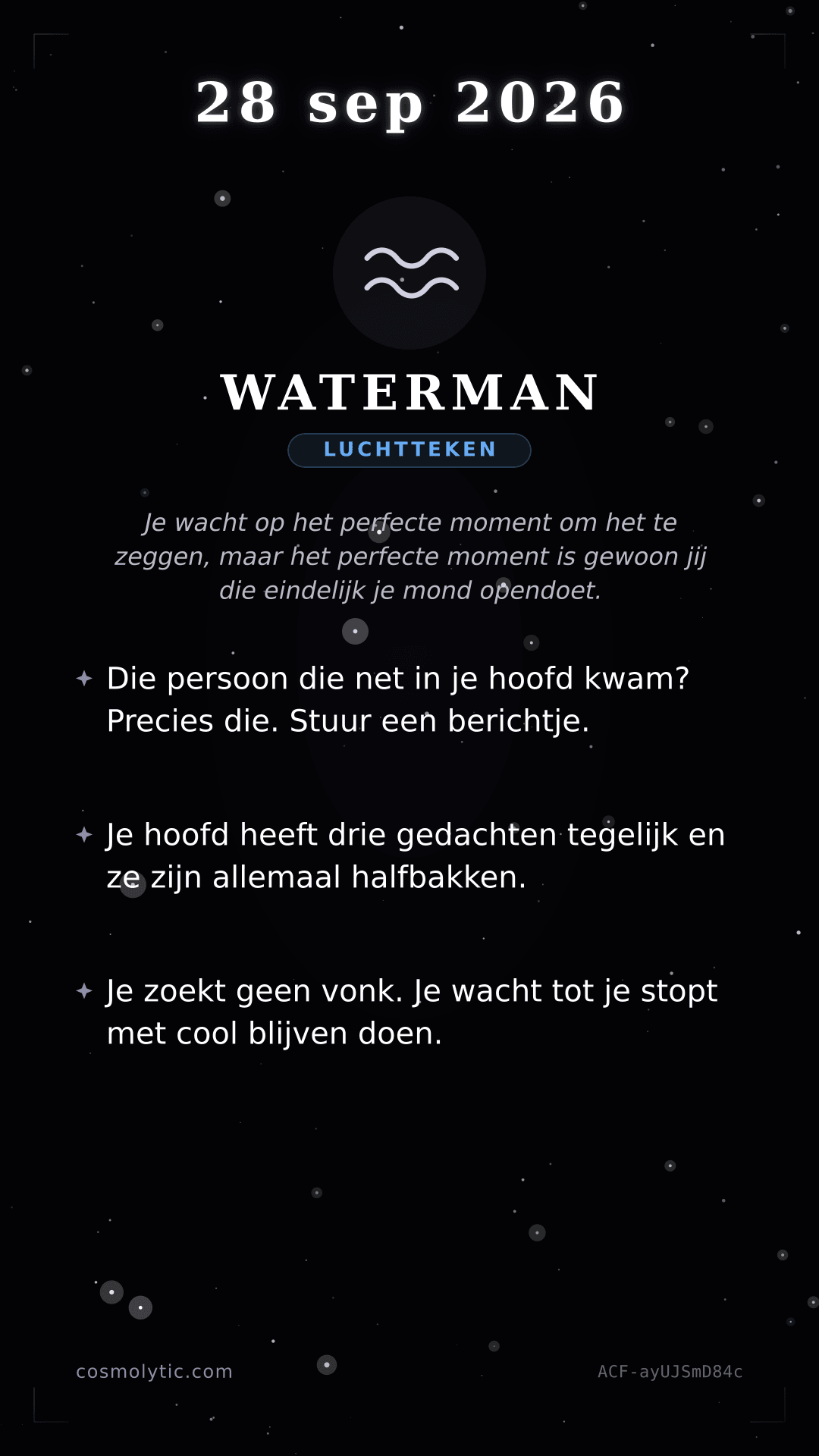 Waterman daghoroscoop kaart voor 28 september 2026