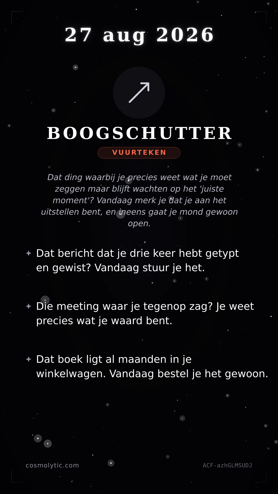 Boogschutter daghoroscoop kaart voor 27 augustus 2026