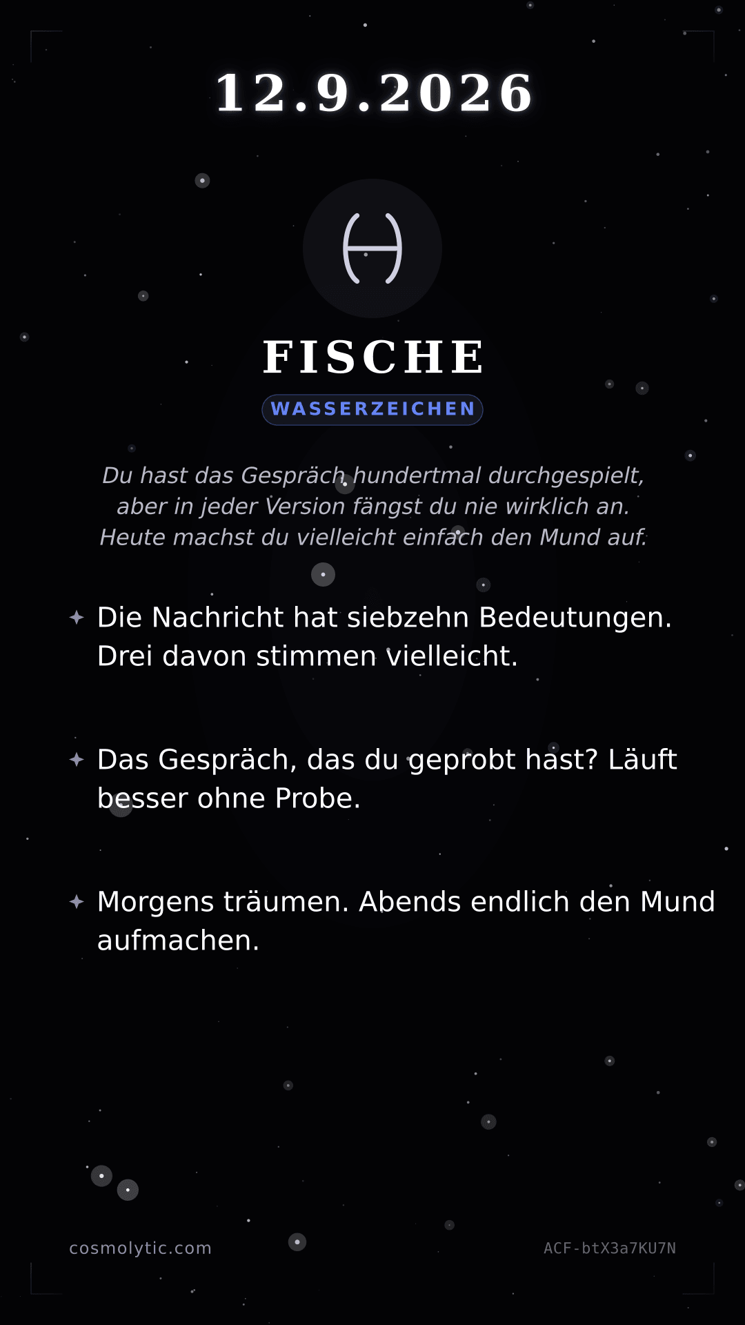 Fische Tageshoroskop-Karte für 12. September 2026