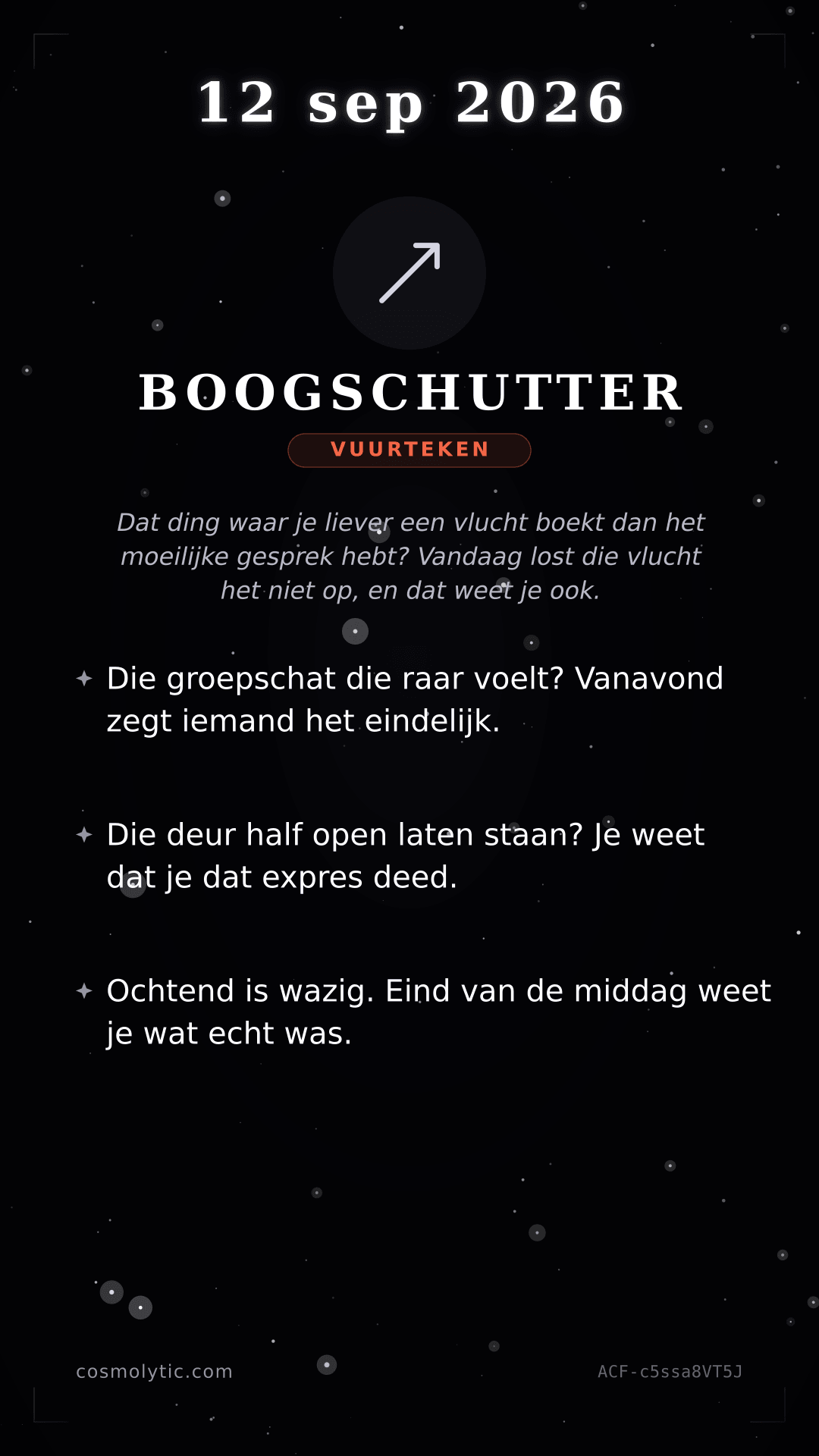 Boogschutter daghoroscoop kaart voor 12 september 2026