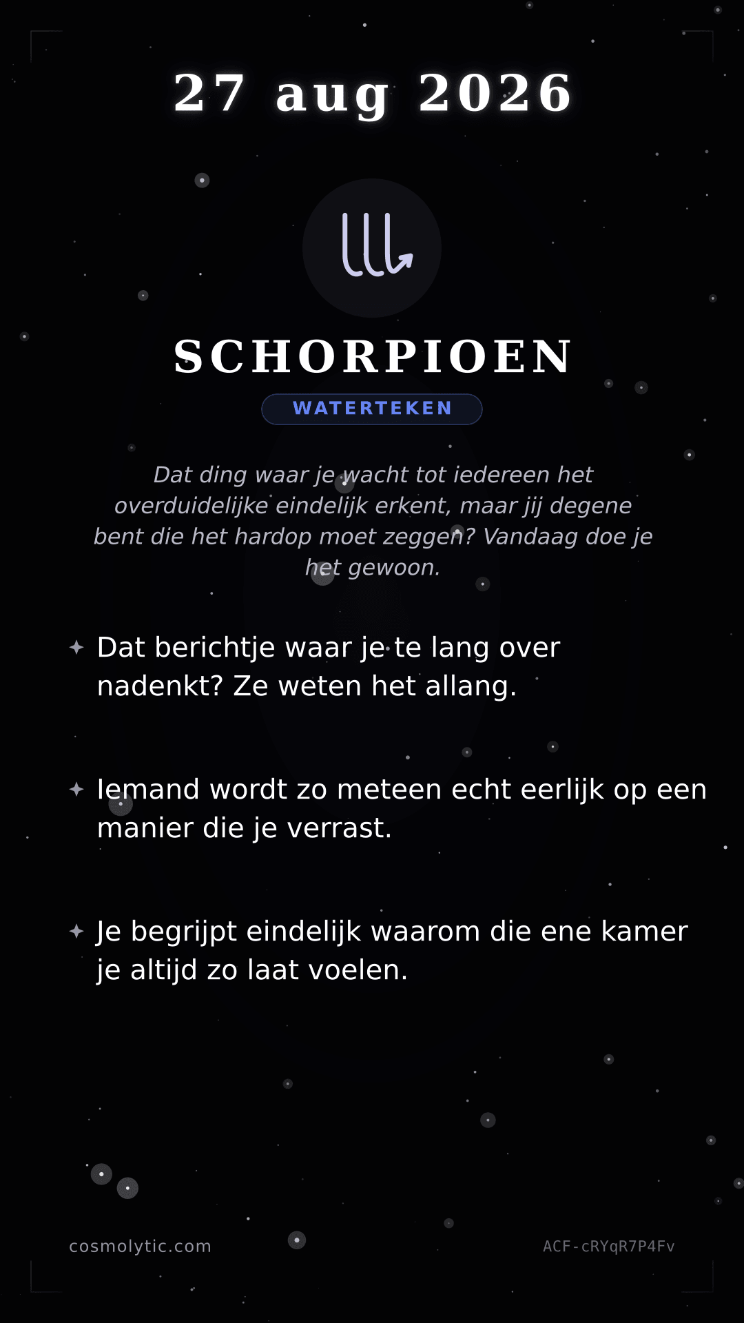Schorpioen daghoroscoop kaart voor 27 augustus 2026