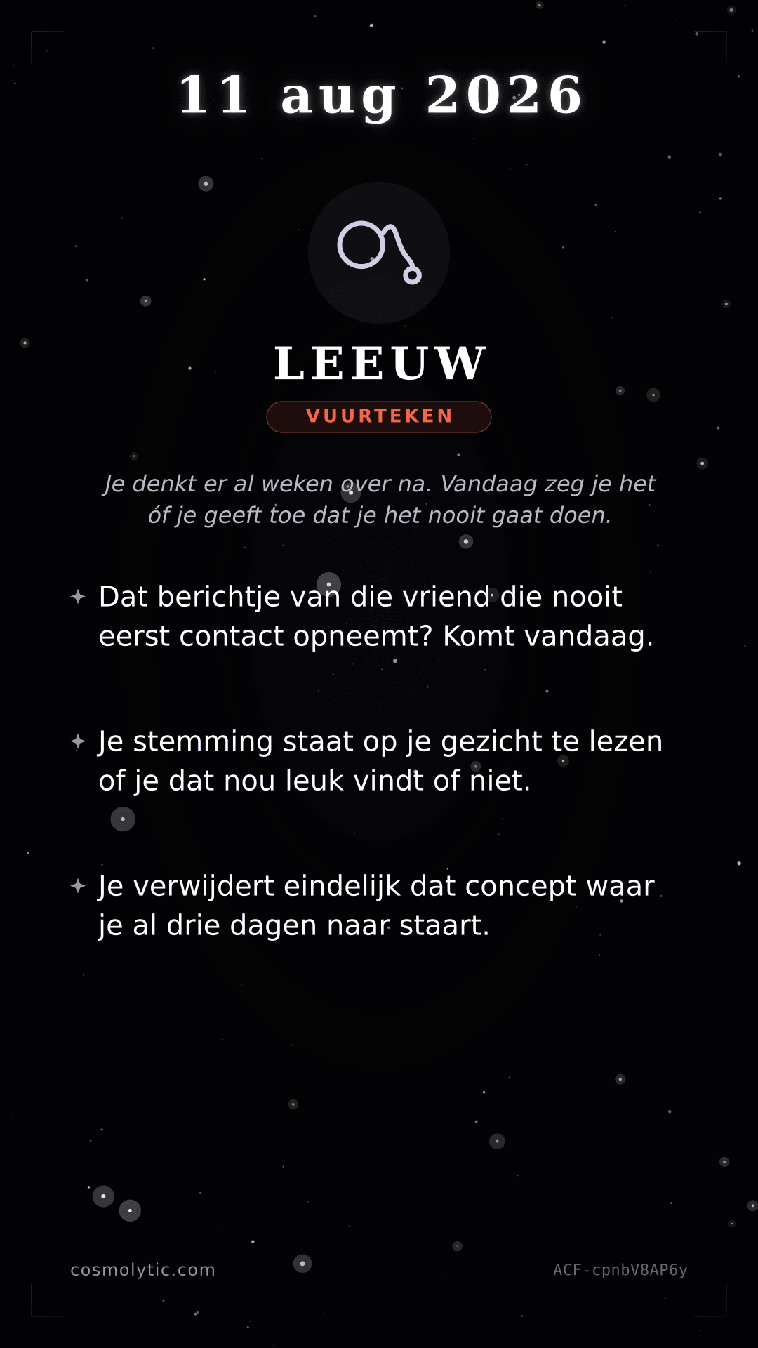 Leeuw daghoroscoop kaart voor 11 augustus 2026