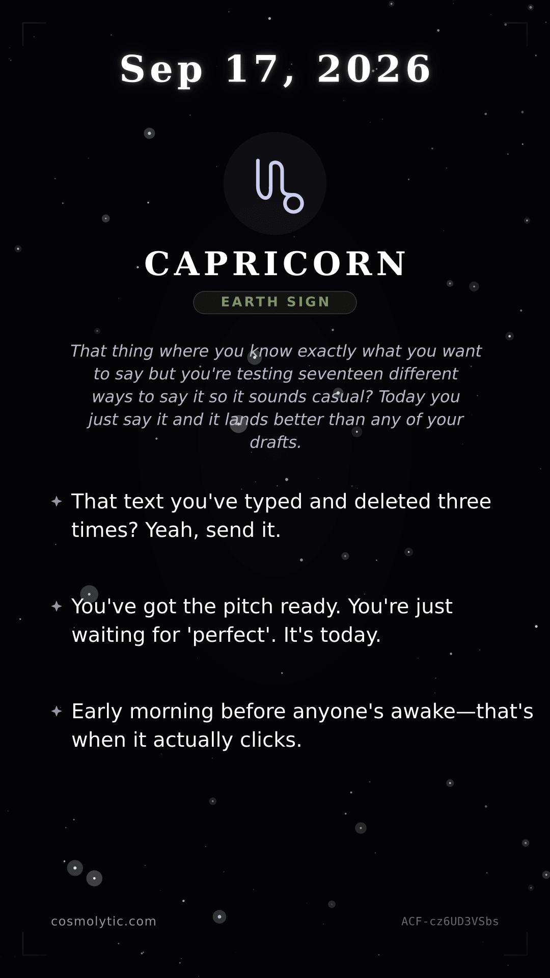 Capricorn daily horoscope card for Yesterday