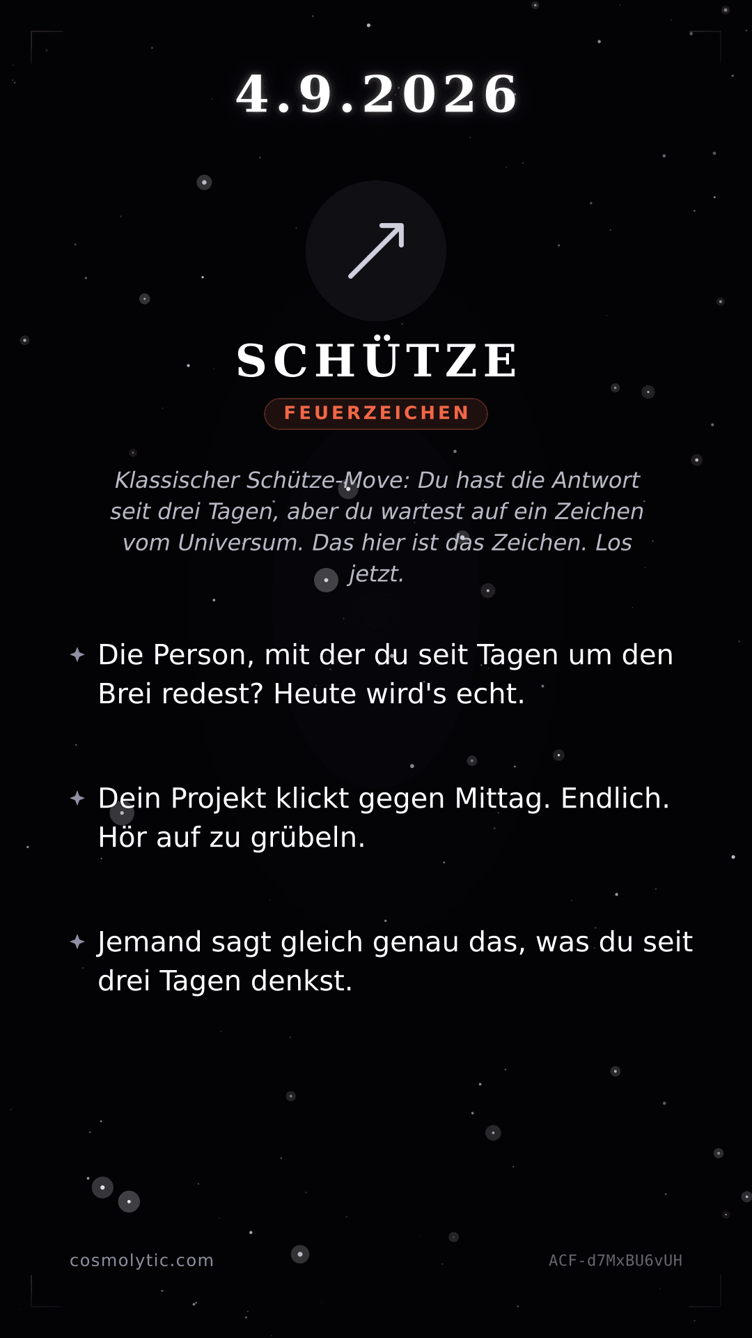 Schütze Tageshoroskop-Karte für 4. September 2026