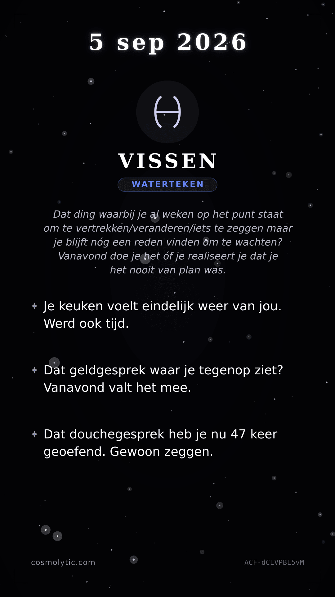 Vissen daghoroscoop kaart voor 5 september 2026