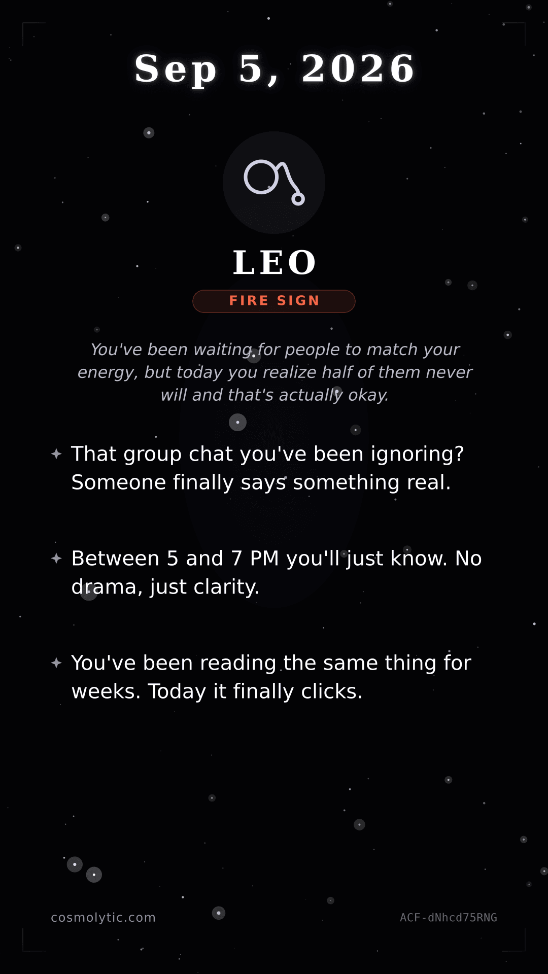Leo daily horoscope card for September 5, 2026