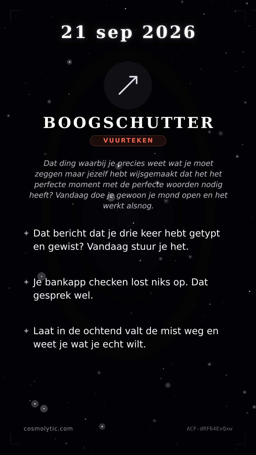 Boogschutter daghoroscoop kaart voor 21 september 2026
