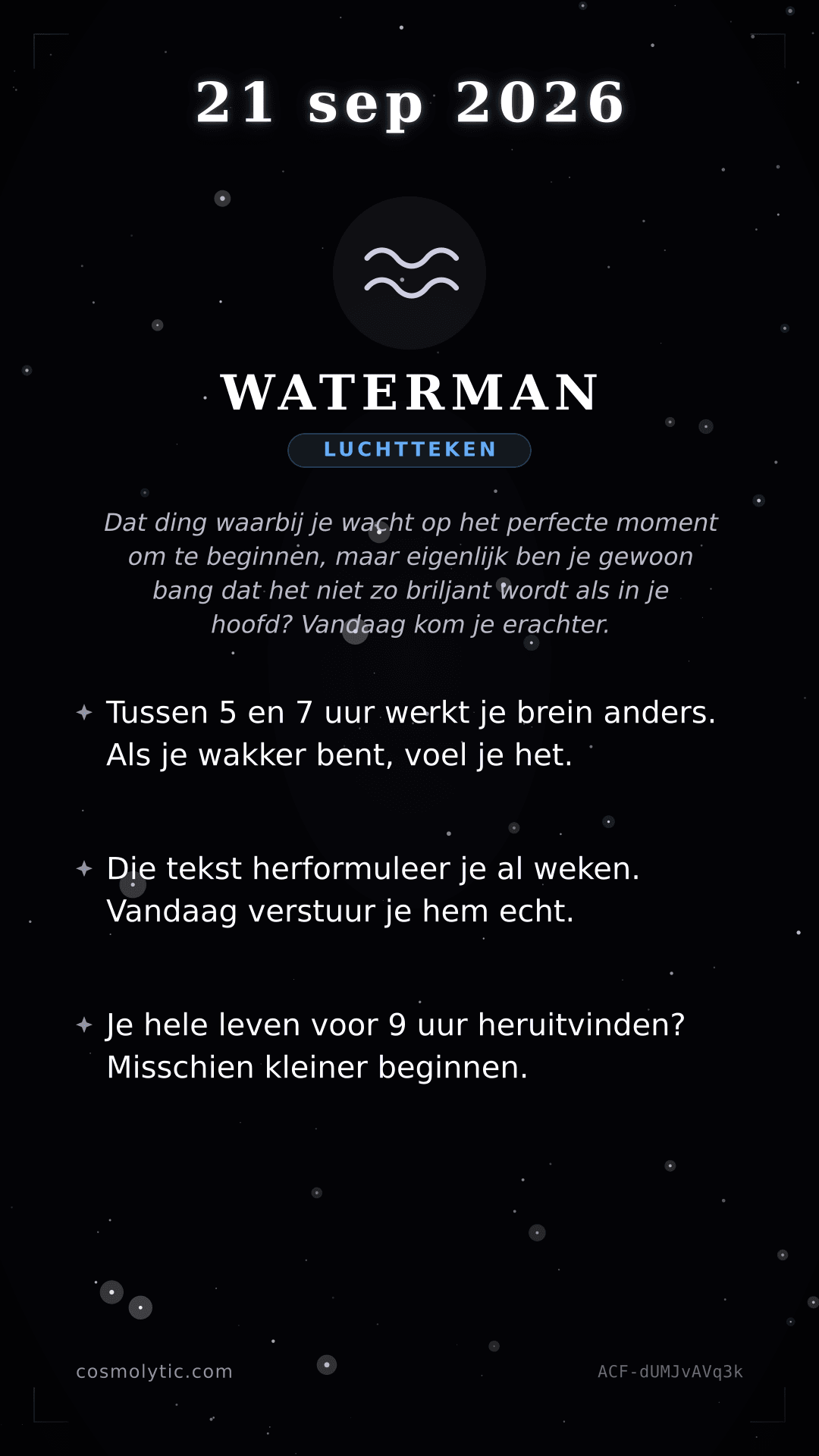 Waterman daghoroscoop kaart voor 21 september 2026