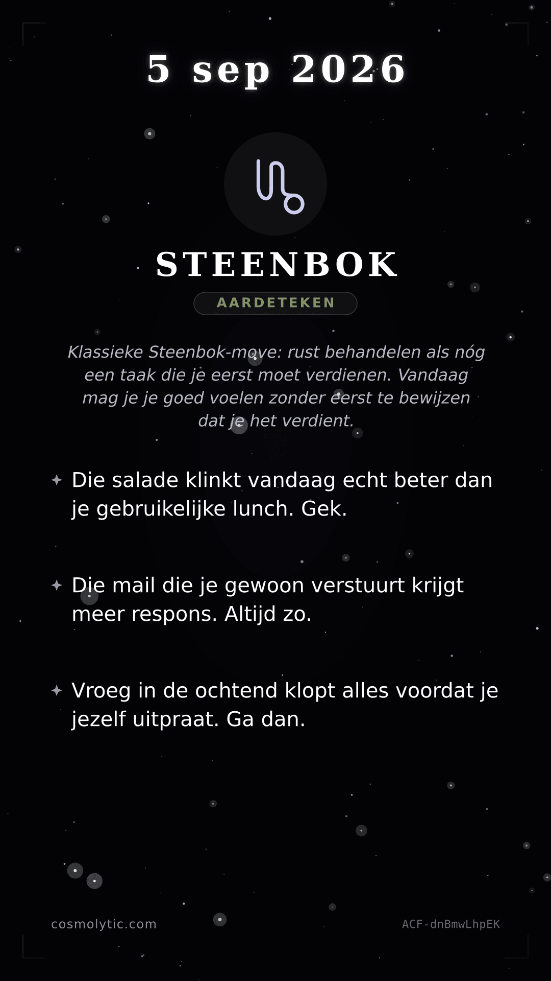 Steenbok daghoroscoop kaart voor 5 september 2026