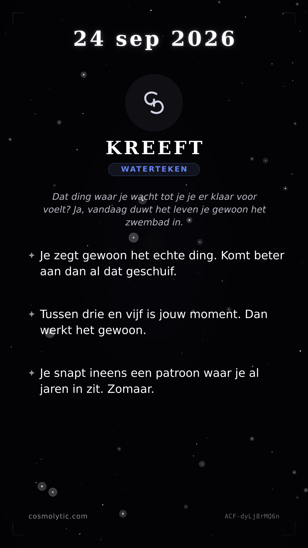 Kreeft daghoroscoop kaart voor 24 september 2026