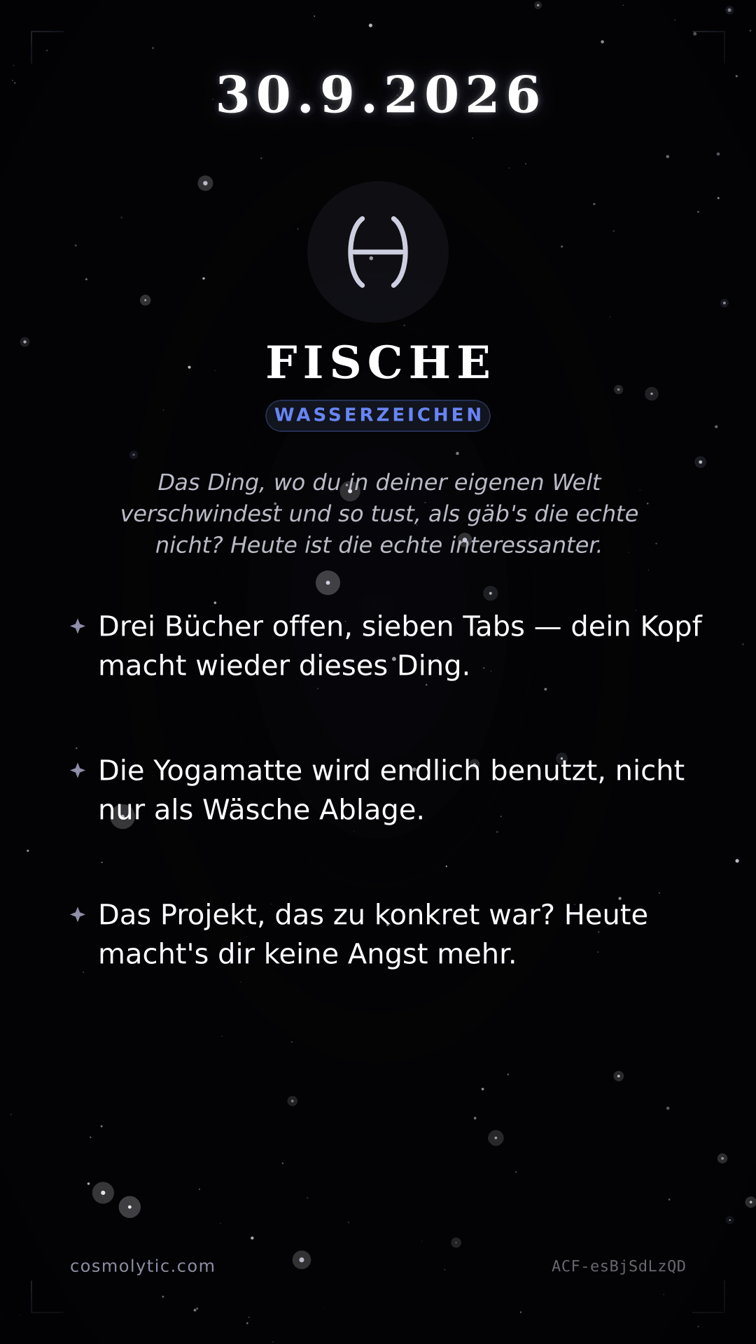 Fische Tageshoroskop-Karte für 30. September 2026