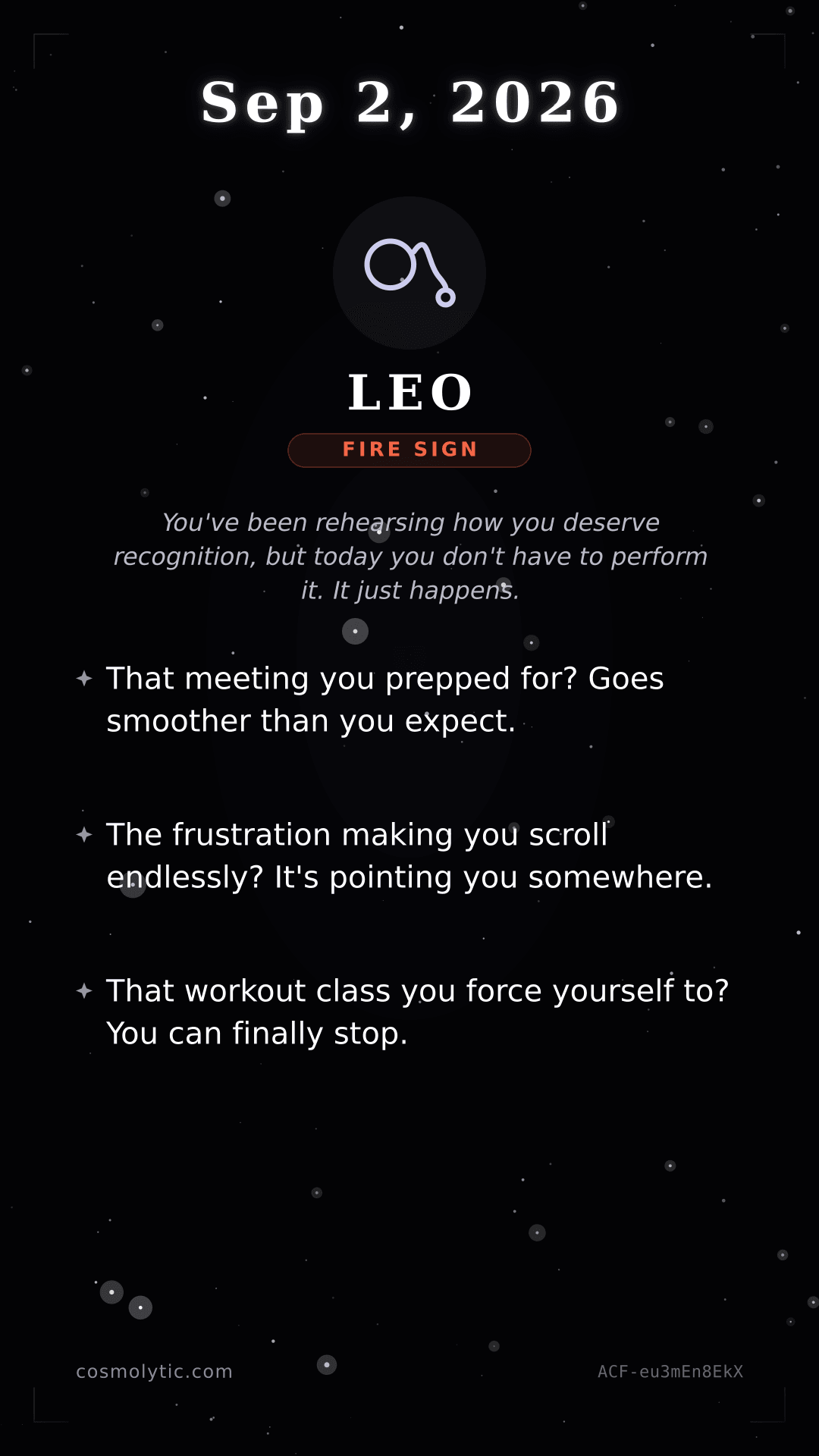 Leo daily horoscope card for September 2, 2026