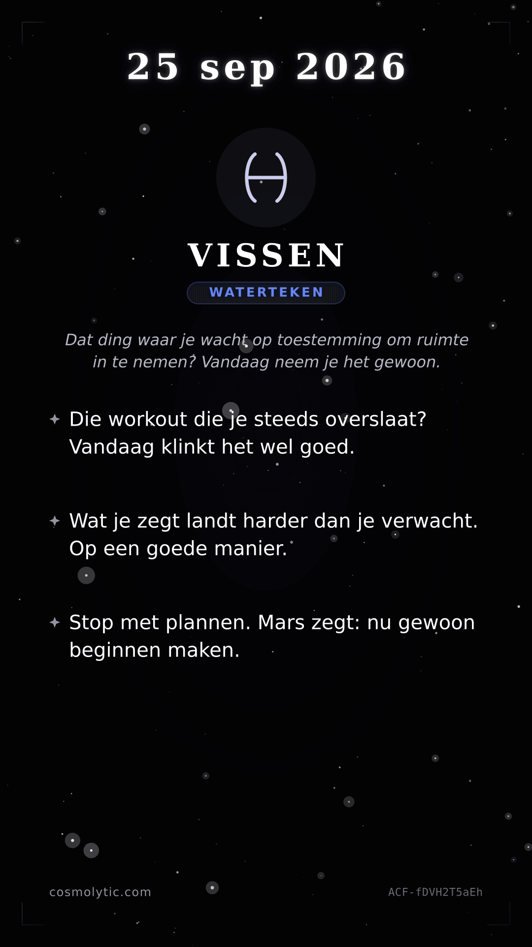 Vissen daghoroscoop kaart voor 25 september 2026
