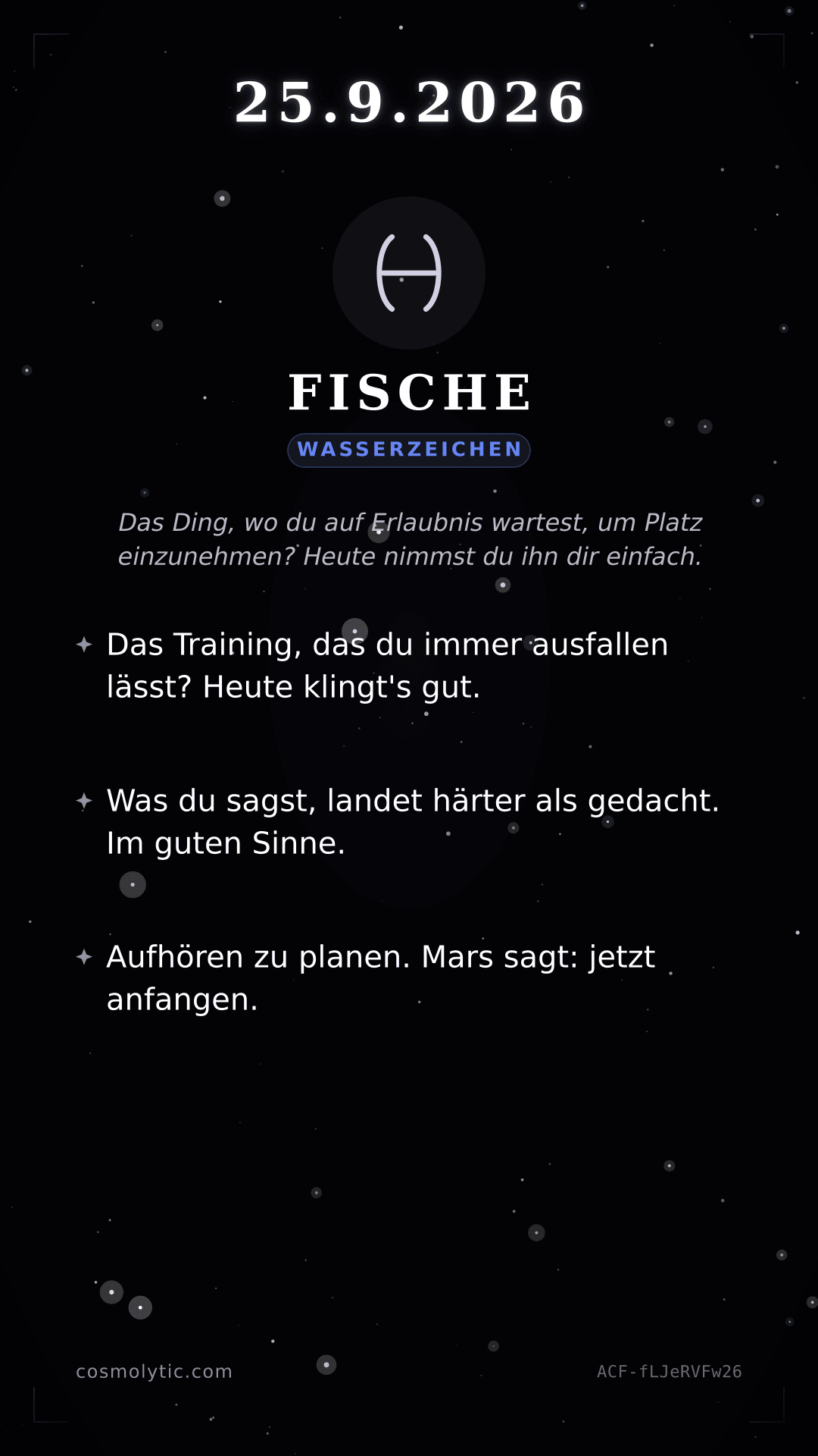 Fische Tageshoroskop-Karte für 25. September 2026