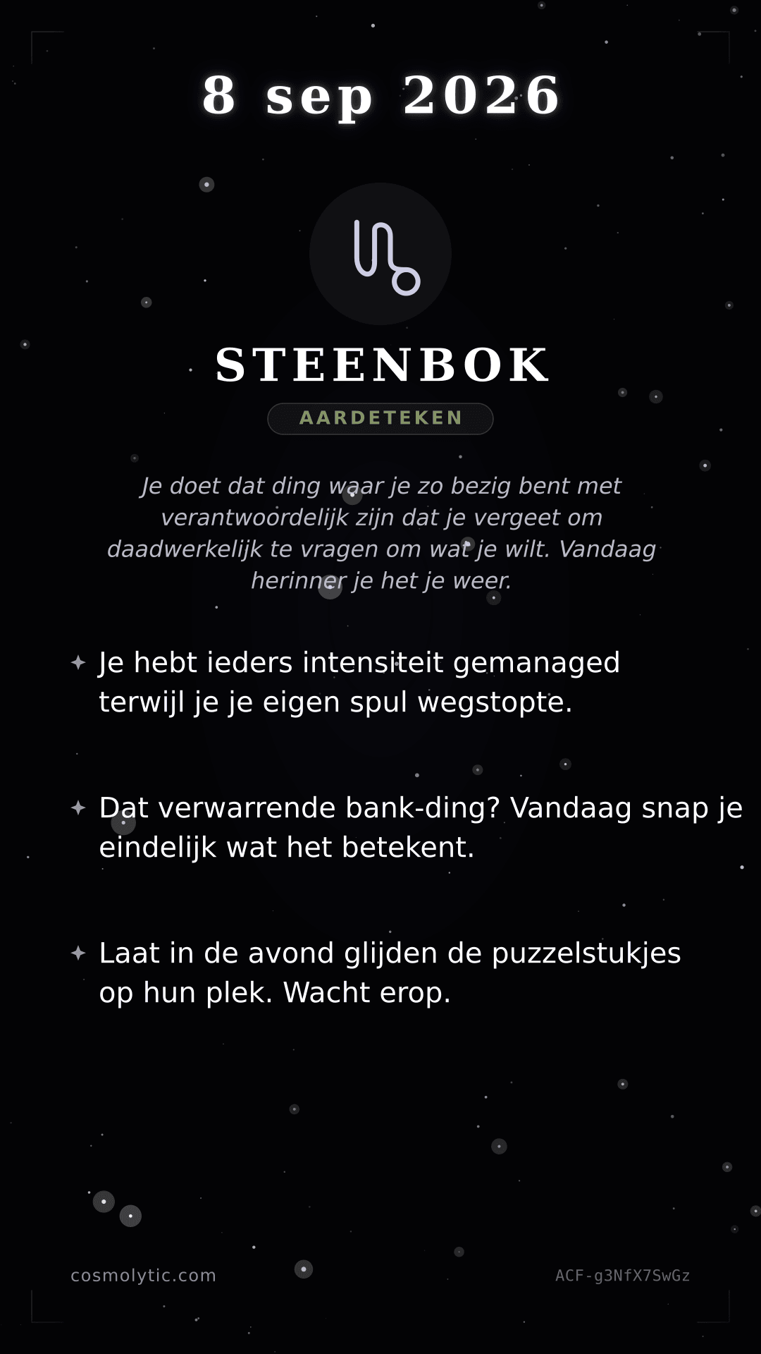 Steenbok daghoroscoop kaart voor 8 september 2026