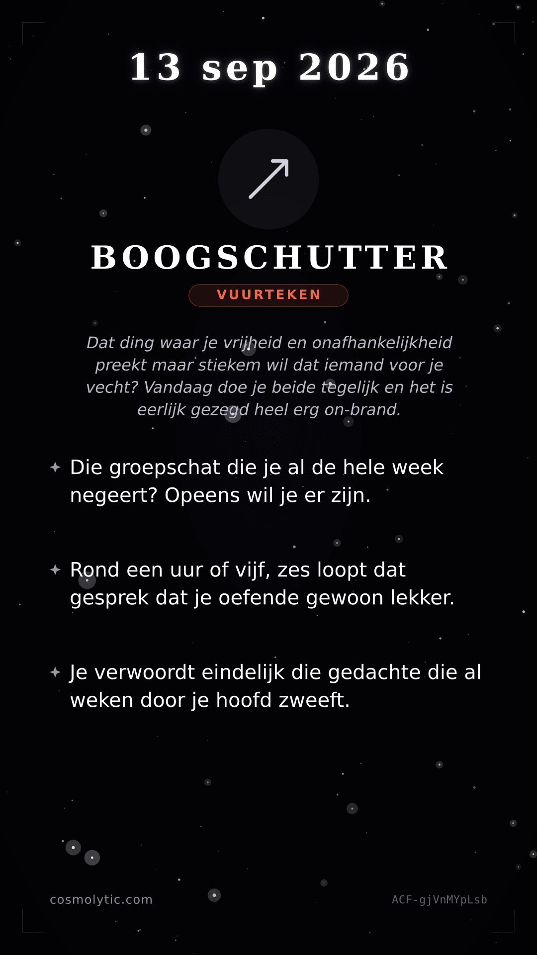 Boogschutter daghoroscoop kaart voor 13 september 2026