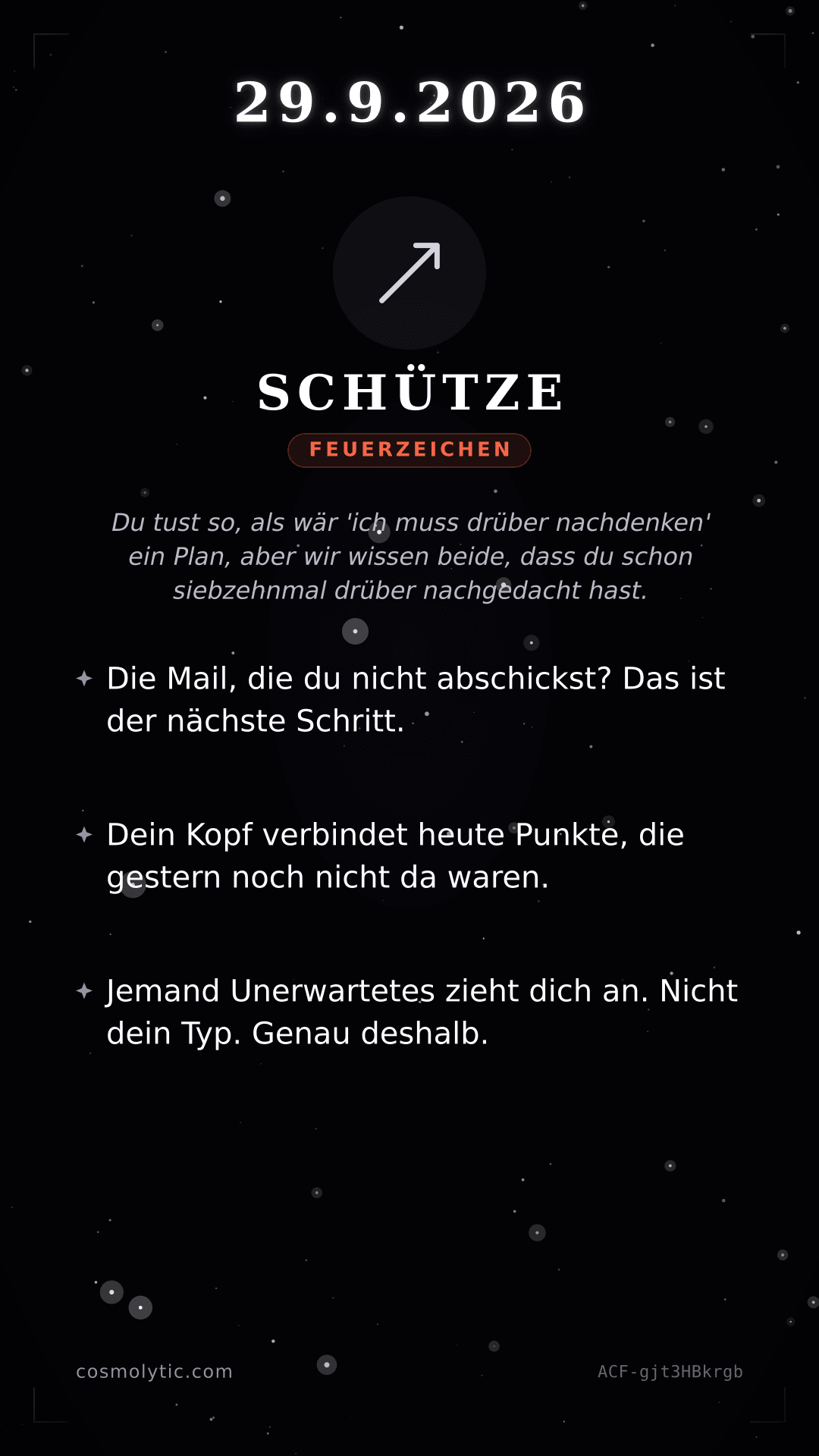 Schütze Tageshoroskop-Karte für 29. September 2026