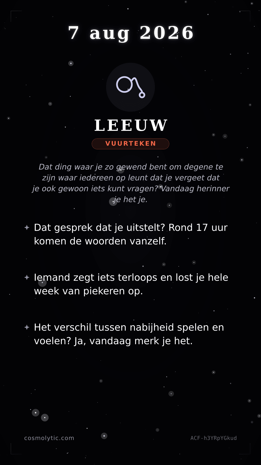 Leeuw daghoroscoop kaart voor 7 augustus 2026