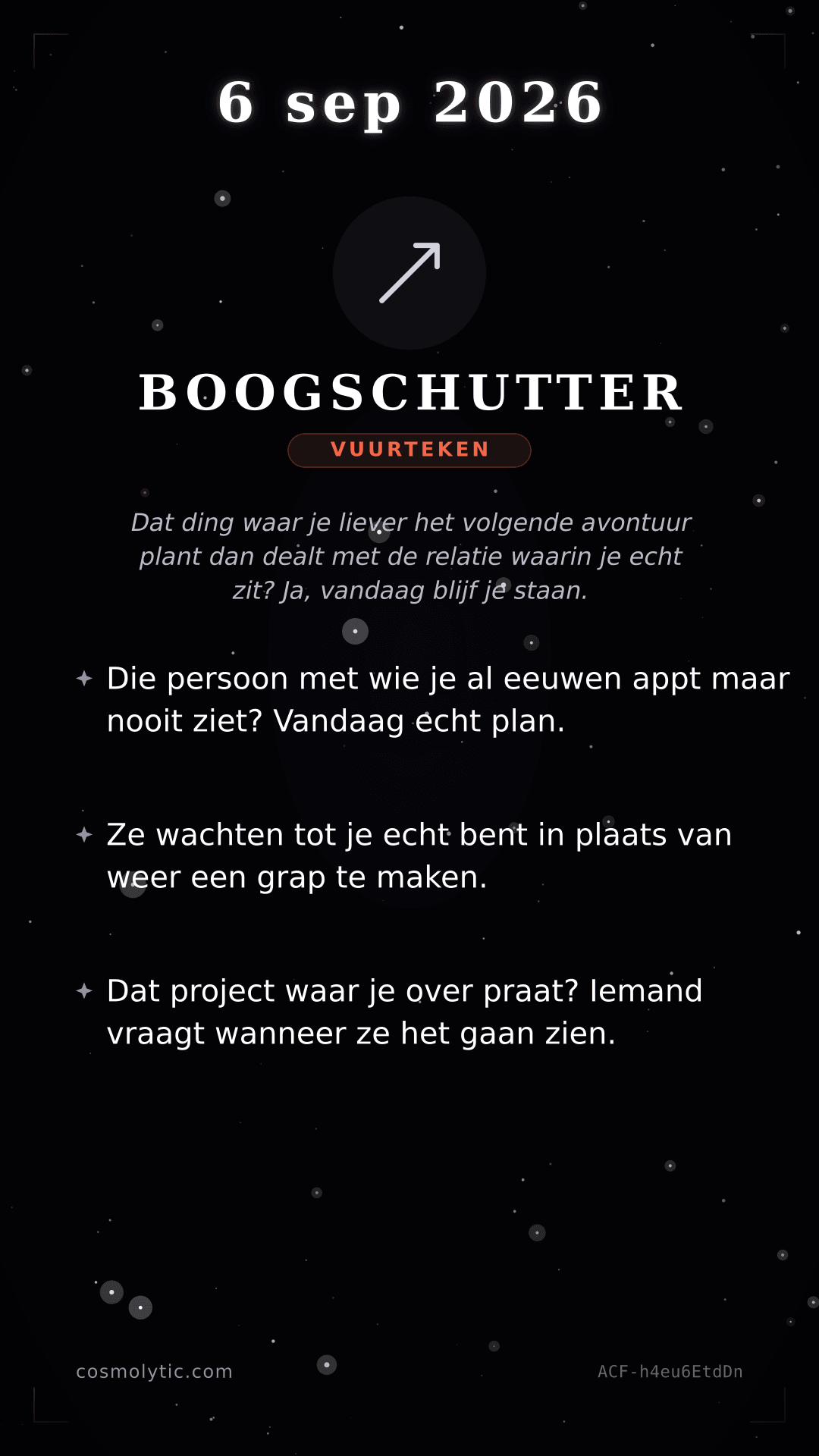 Boogschutter daghoroscoop kaart voor 6 september 2026