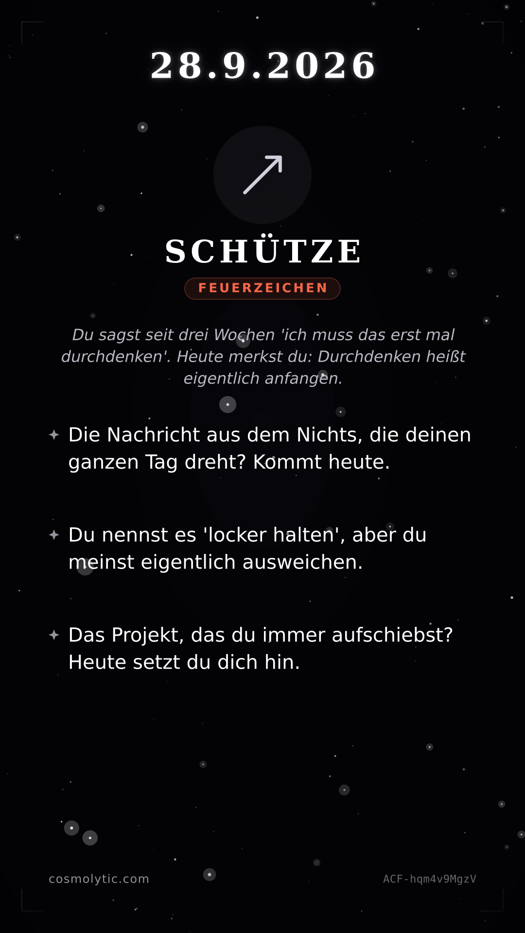Schütze Tageshoroskop-Karte für 28. September 2026