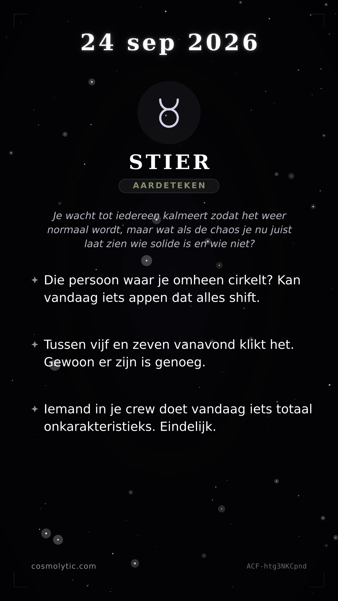 Stier daghoroscoop kaart voor 24 september 2026