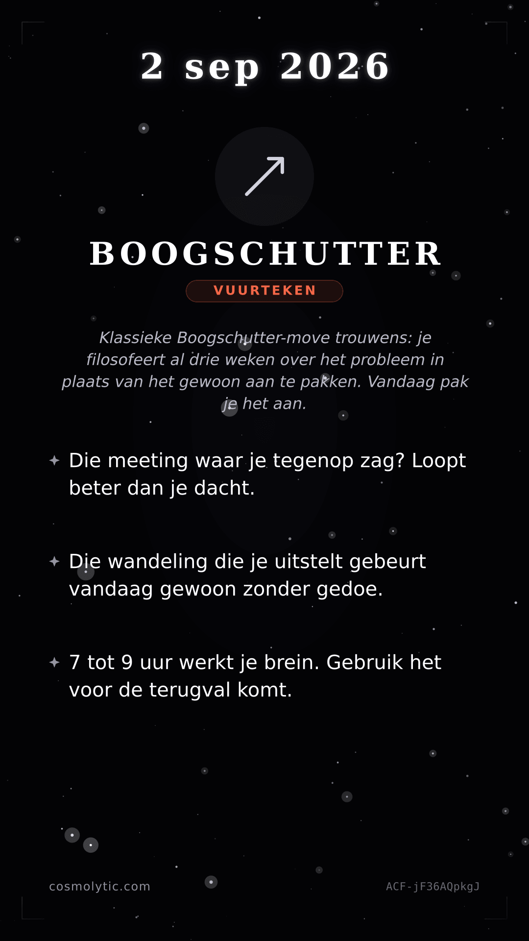 Boogschutter daghoroscoop kaart voor 2 september 2026