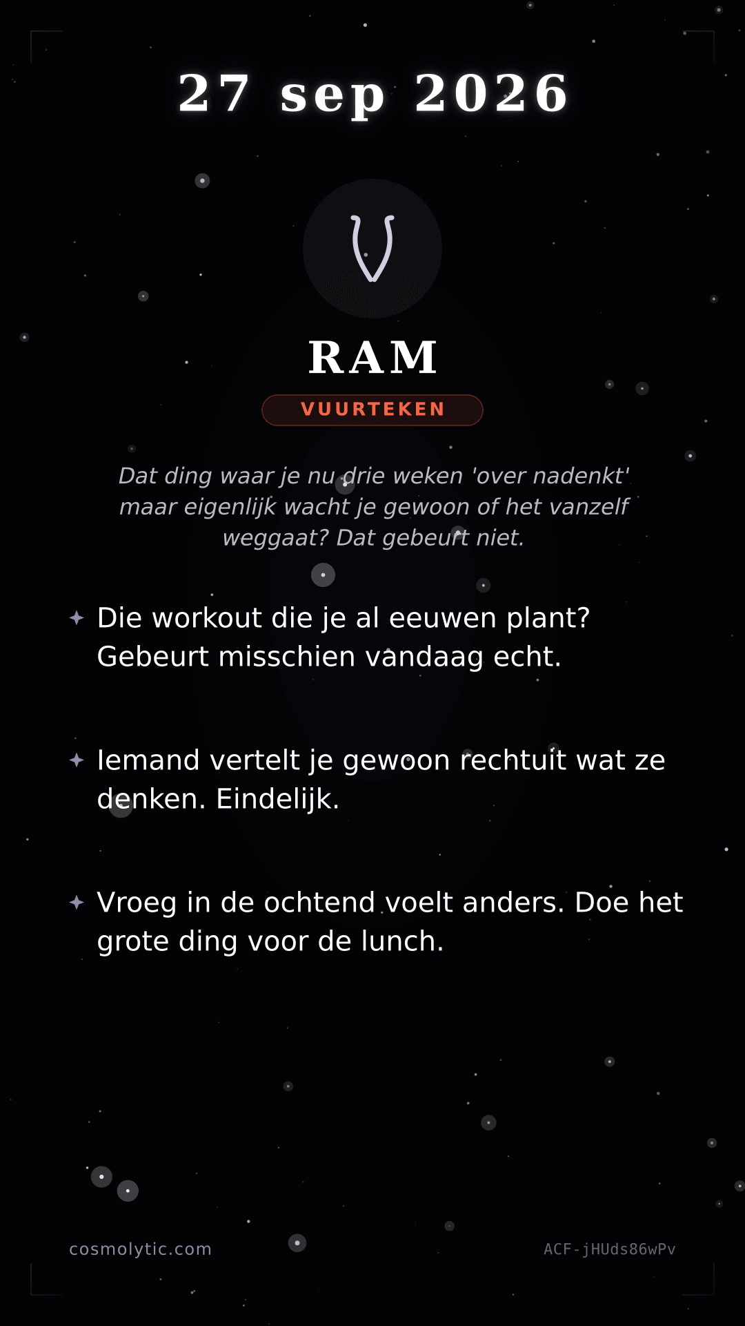 Ram daghoroscoop kaart voor 27 september 2026