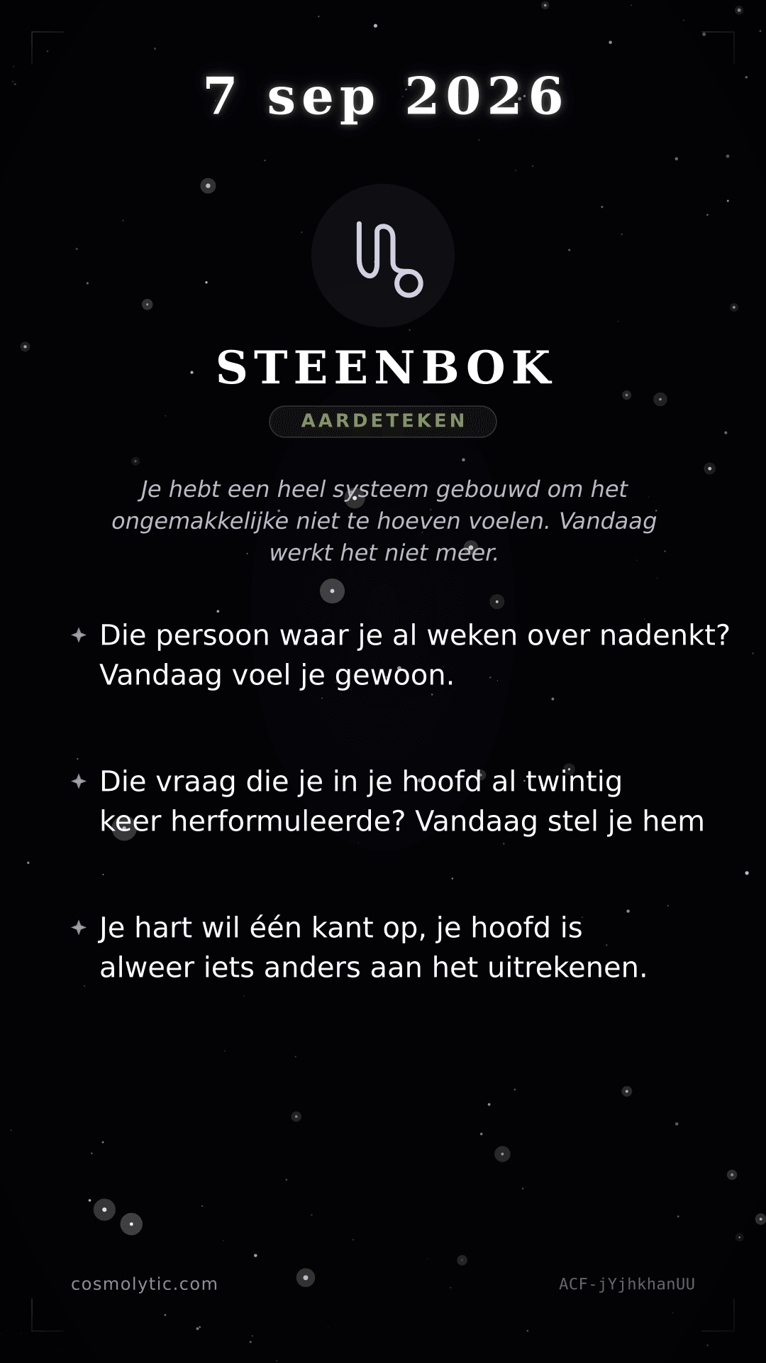 Steenbok daghoroscoop kaart voor 7 september 2026