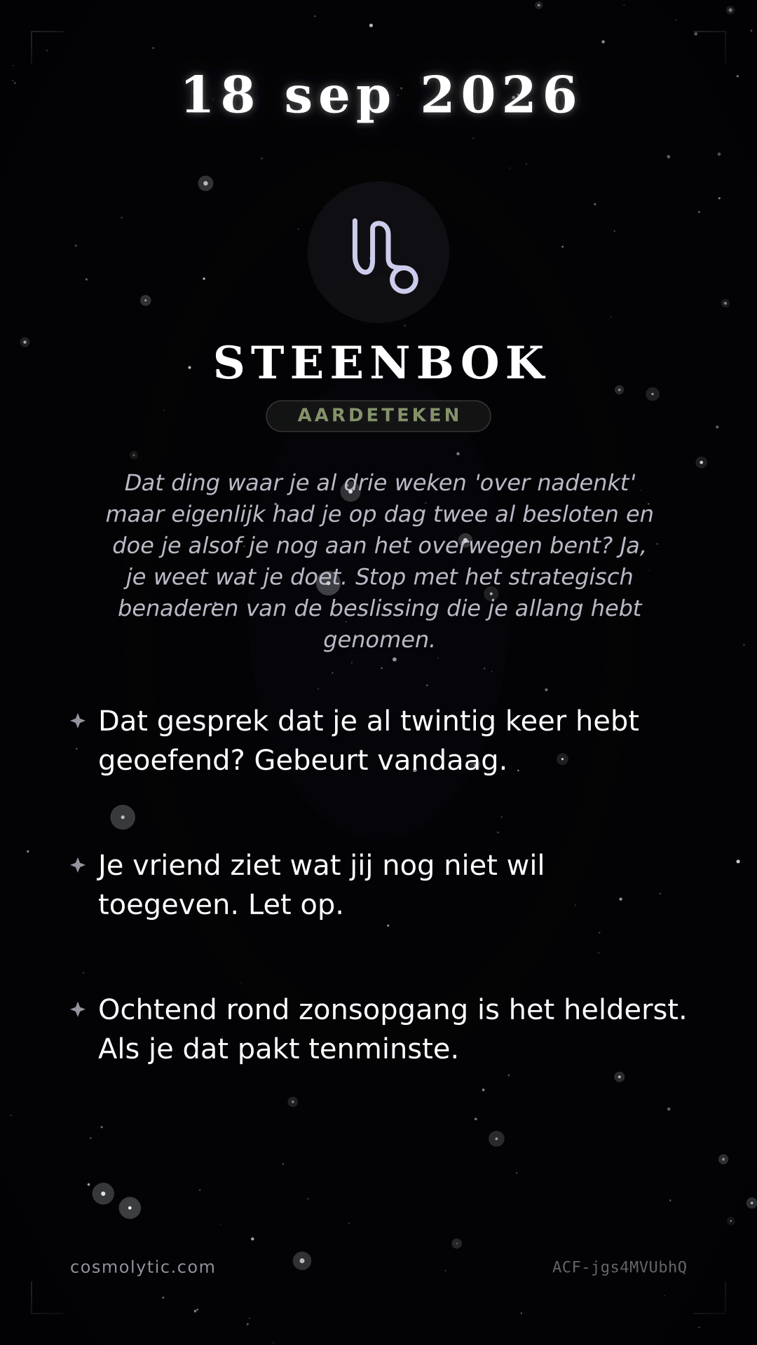 Steenbok daghoroscoop kaart voor Vandaag