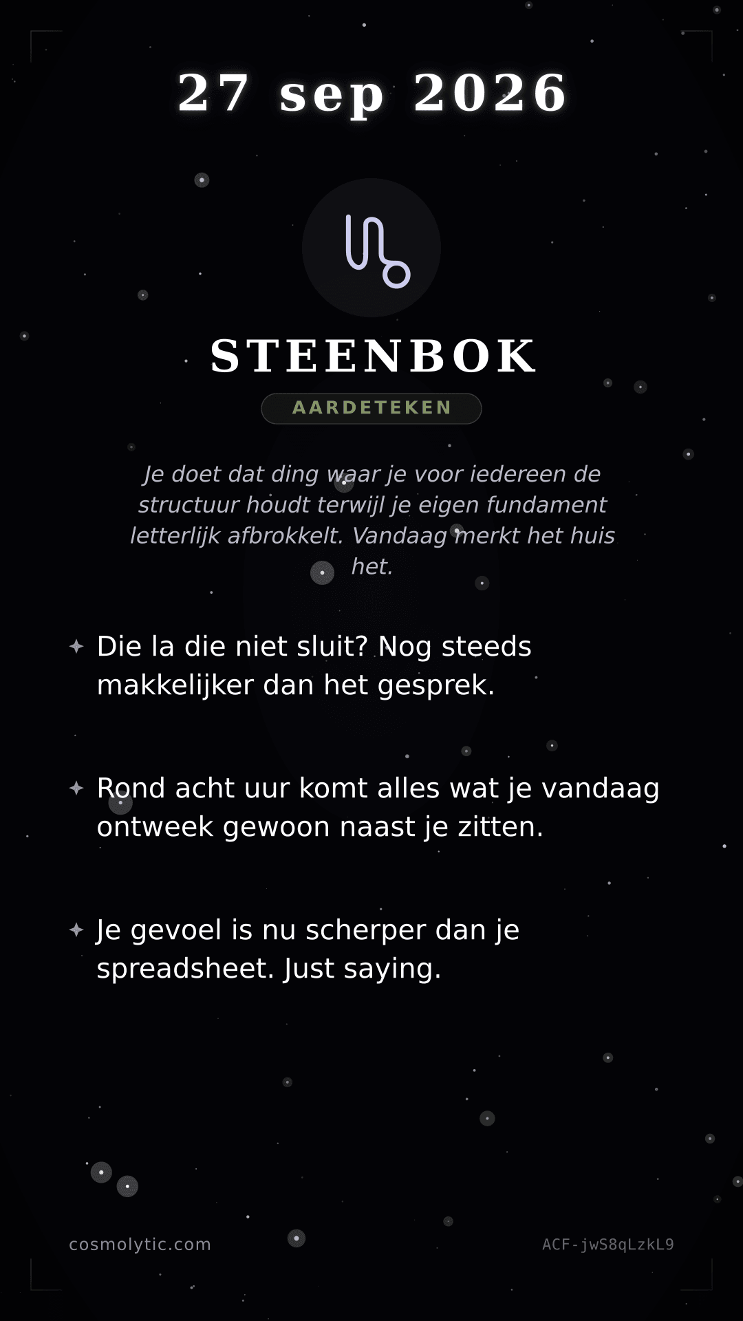 Steenbok daghoroscoop kaart voor 27 september 2026