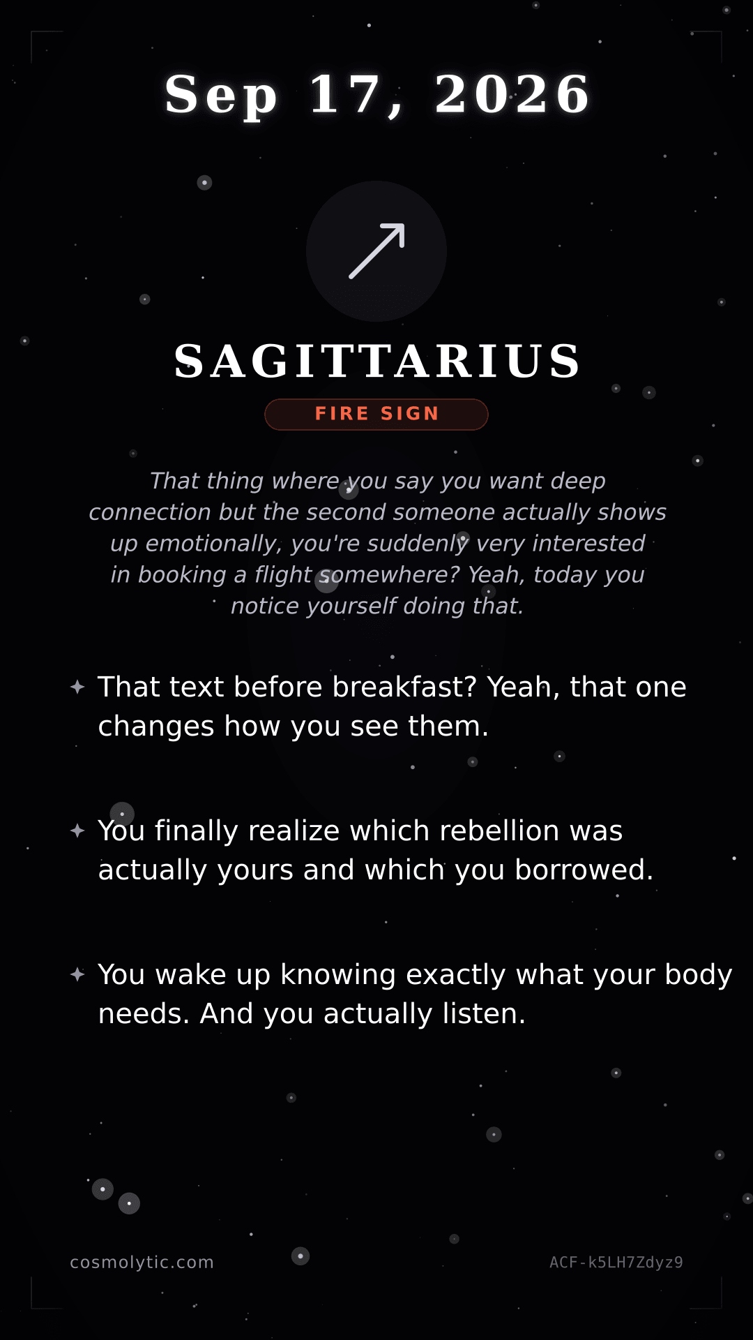Sagittarius daily horoscope card for Yesterday