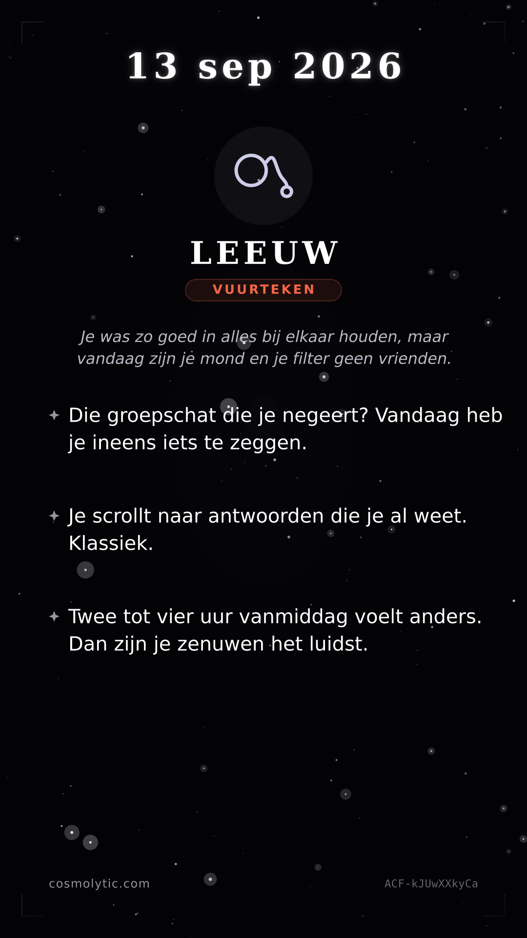 Leeuw daghoroscoop kaart voor 13 september 2026