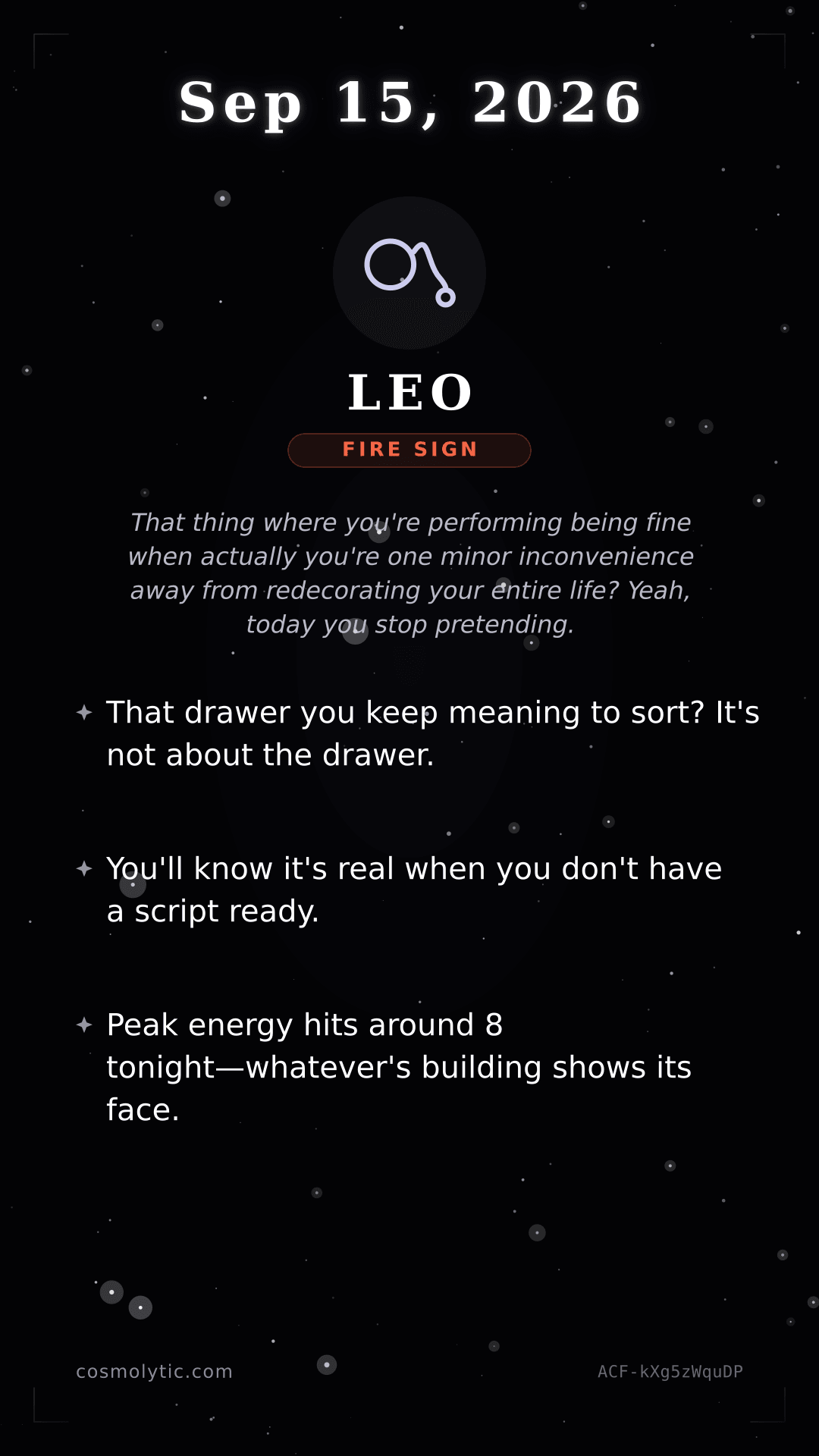 Leo daily horoscope card for September 15, 2026