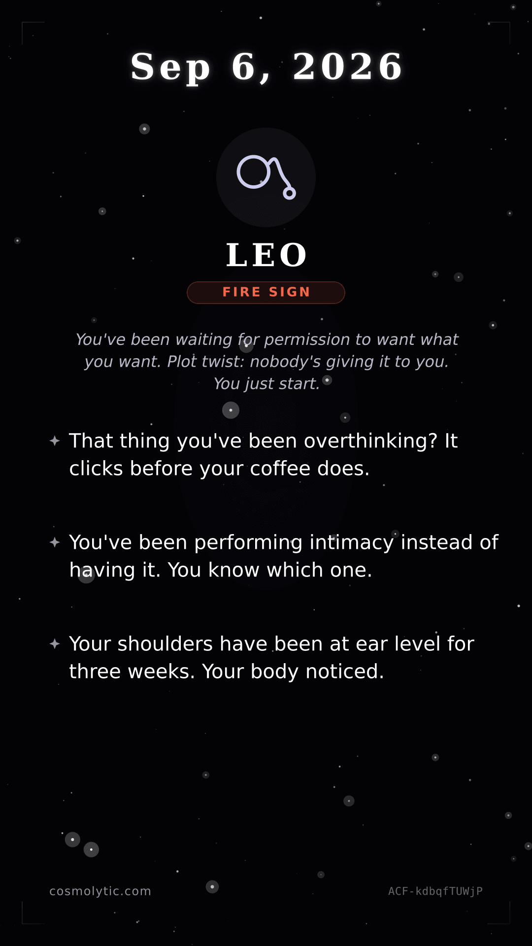 Leo daily horoscope card for September 6, 2026