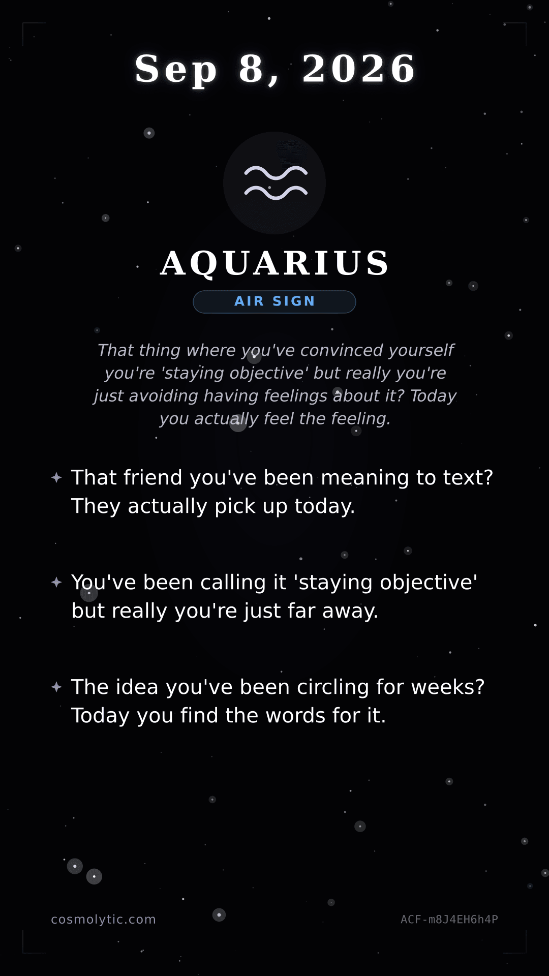 Aquarius daily horoscope card for September 8, 2026