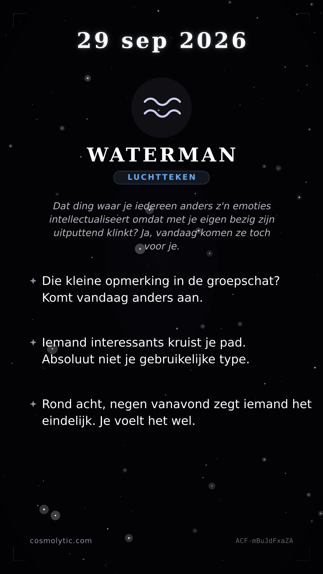 Waterman daghoroscoop kaart voor 29 september 2026