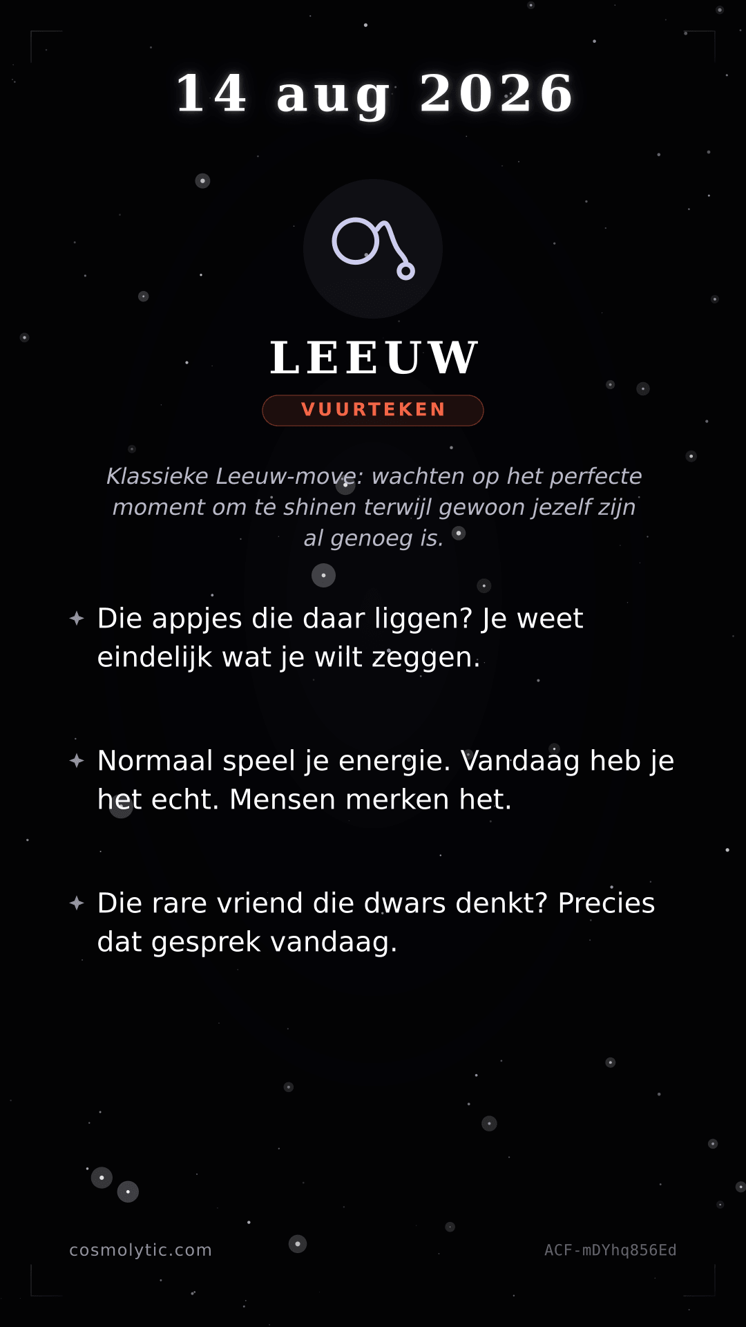 Leeuw daghoroscoop kaart voor 14 augustus 2026