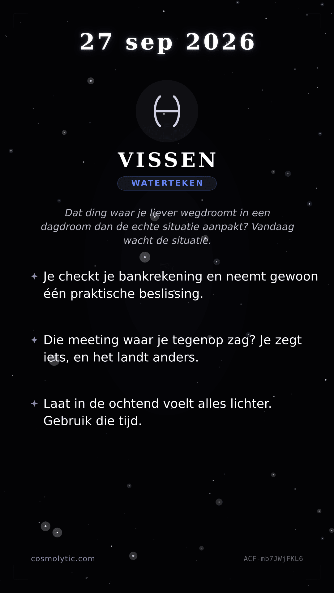 Vissen daghoroscoop kaart voor 27 september 2026