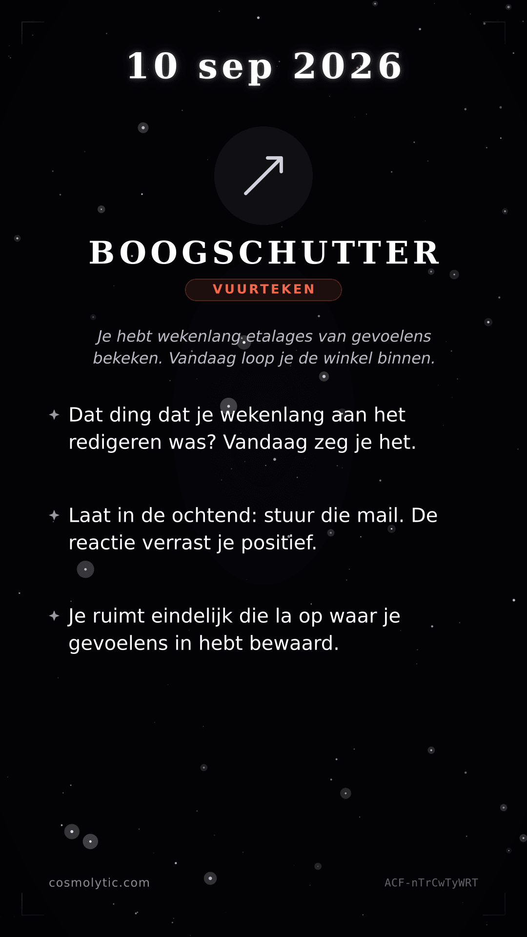 Boogschutter daghoroscoop kaart voor 10 september 2026
