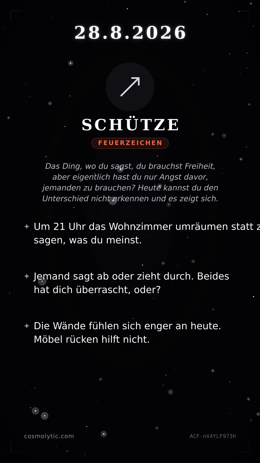 Schütze Tageshoroskop-Karte für 28. August 2026